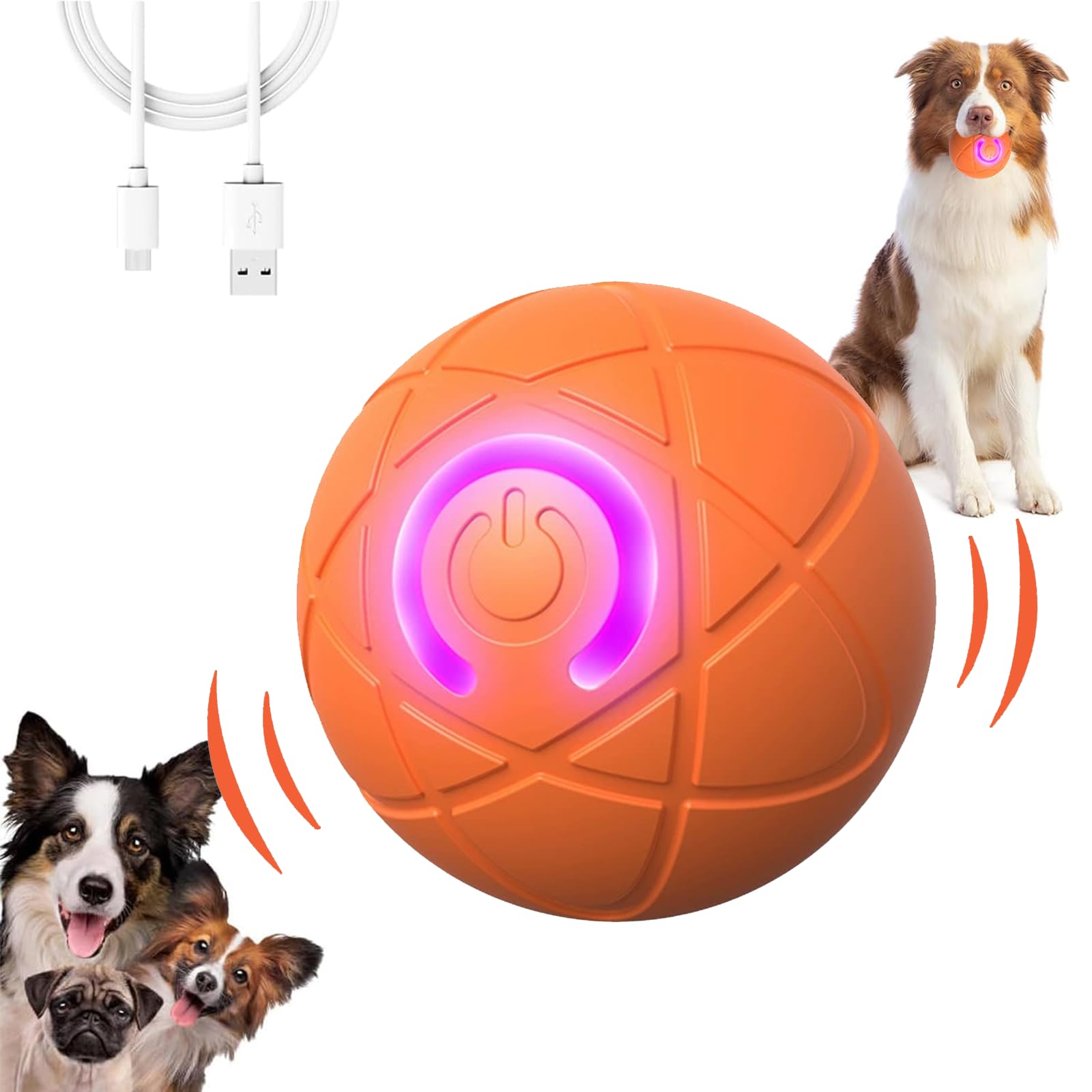 Smart Jumping Vibrating Interactive Dog Ball Self Moving Bouncing Ball Toy With Automatic Motion, Durable Chew Resistant Design 