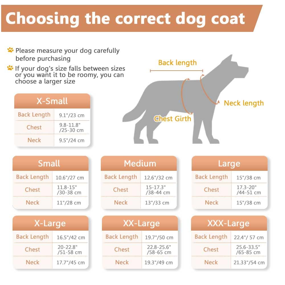 Windproof Waterproof Dog Coat Fleece & Cotton Lined Warm Jacket, Cold Weather Pet Apparel Clothes Vest For Small To Large Dogs (