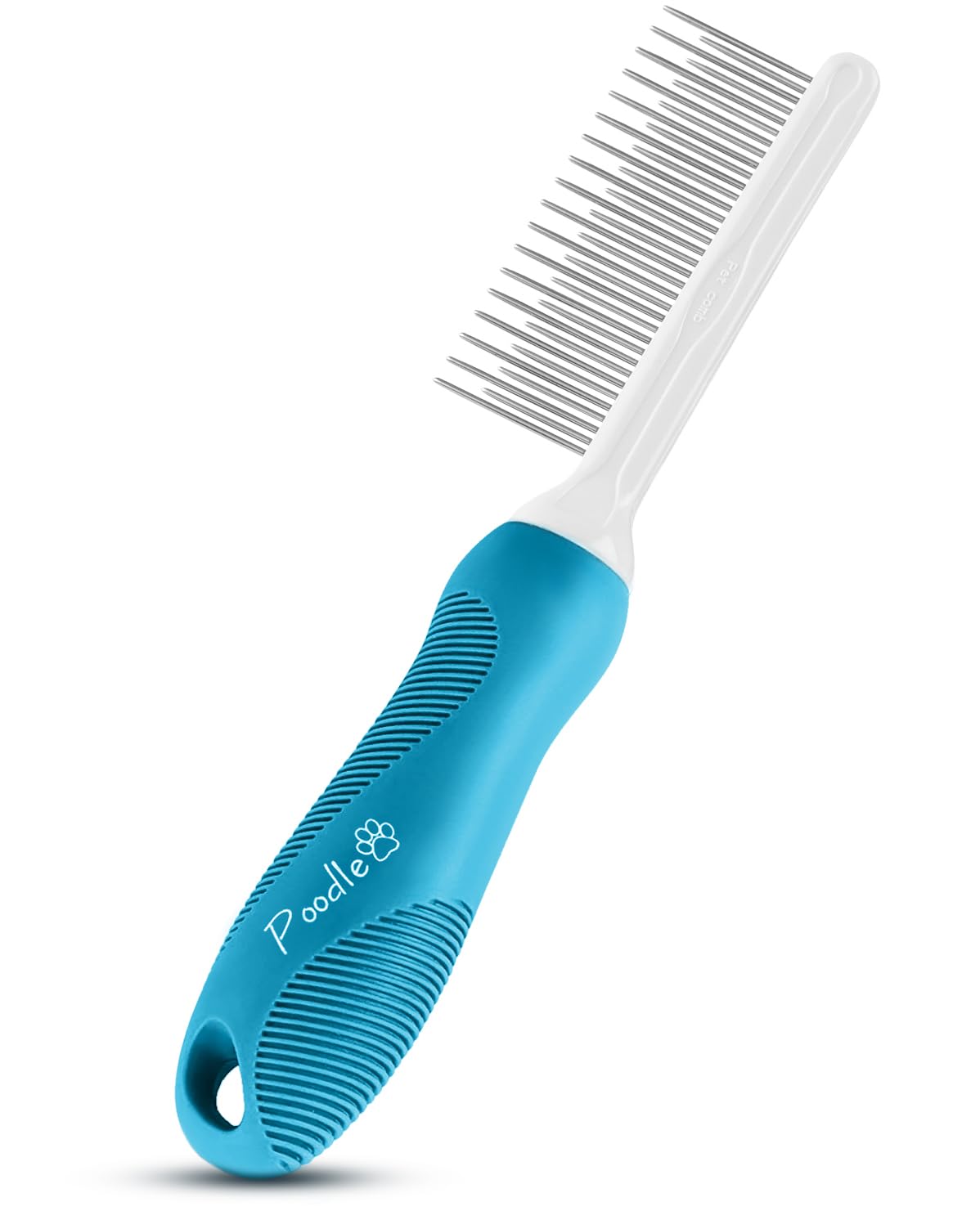 Poodle Grooming Comb - Metal Dematting Comb With Long & Short Stainless Steel Teeth For Removing Matted Hair & Knots, Safe And Gentle For Dogs & Cats