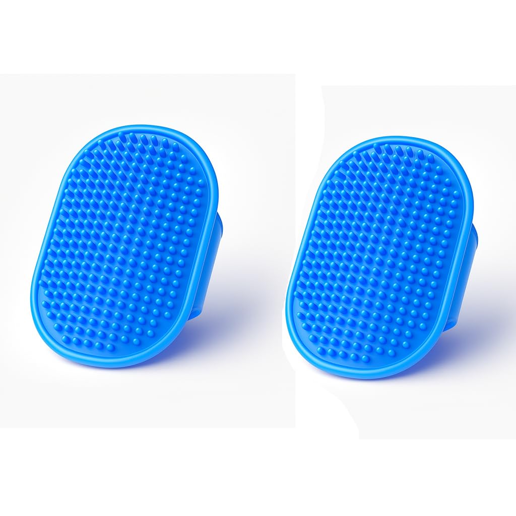 Mascots Tierra Dog Grooming Brush, Pet Shampoo Bath Brush Soothing Massage Rubber Comb With Adjustable Ring Handle For Long Shor