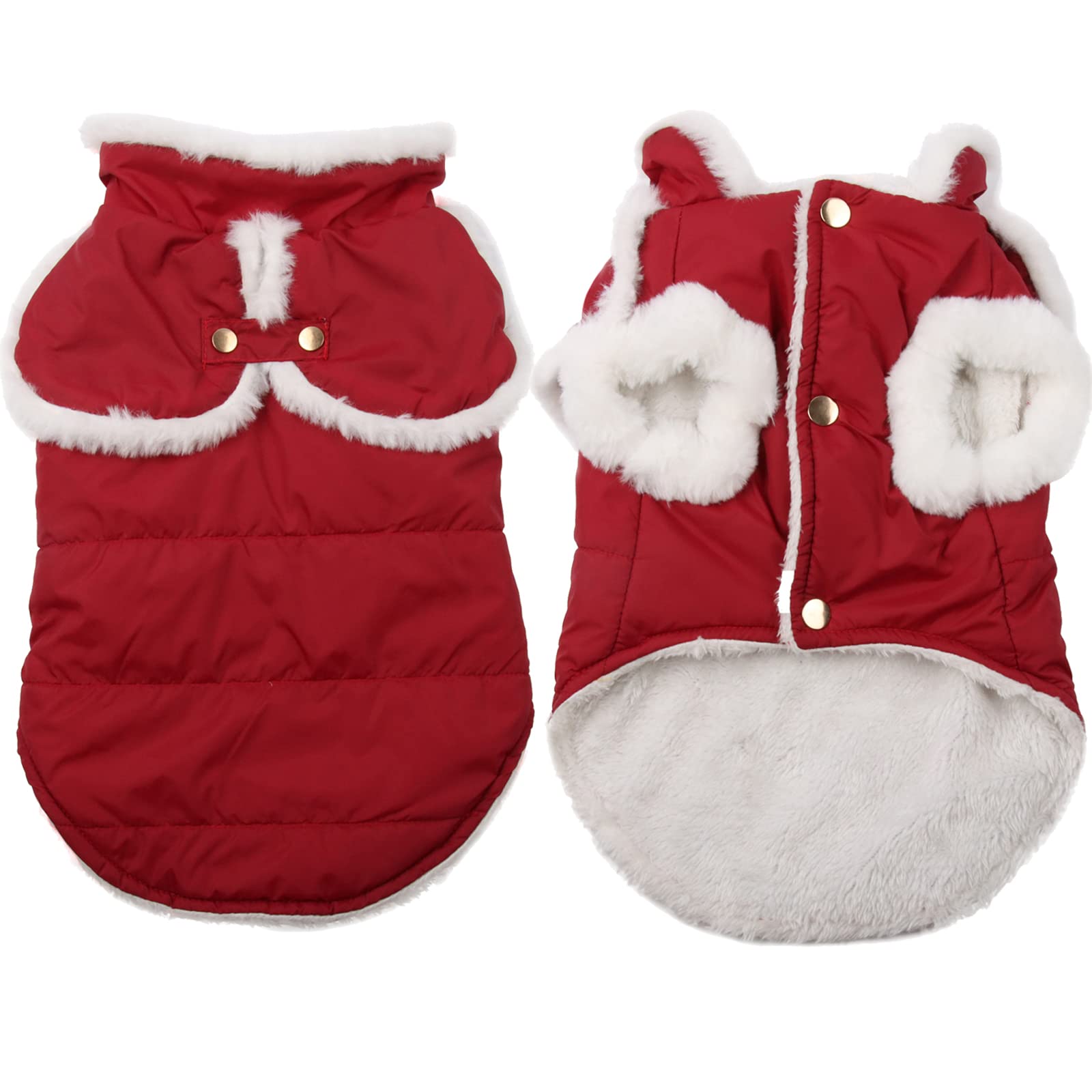 Joydaog Shawl Design Fleece Lined Warm Dog Jacket For Puppy Winter Cold Weather,Soft Windproof Small Dog Coat,Red S