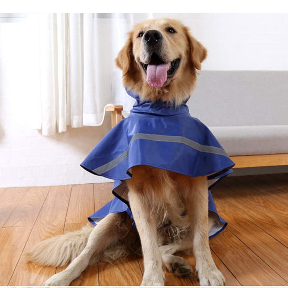 Nacoco Large Dog Raincoat Adjustable - Pet Dinosaurs Water Proof Clothes Lightweight Rain Jacket Poncho Hoodies With Strip Refle