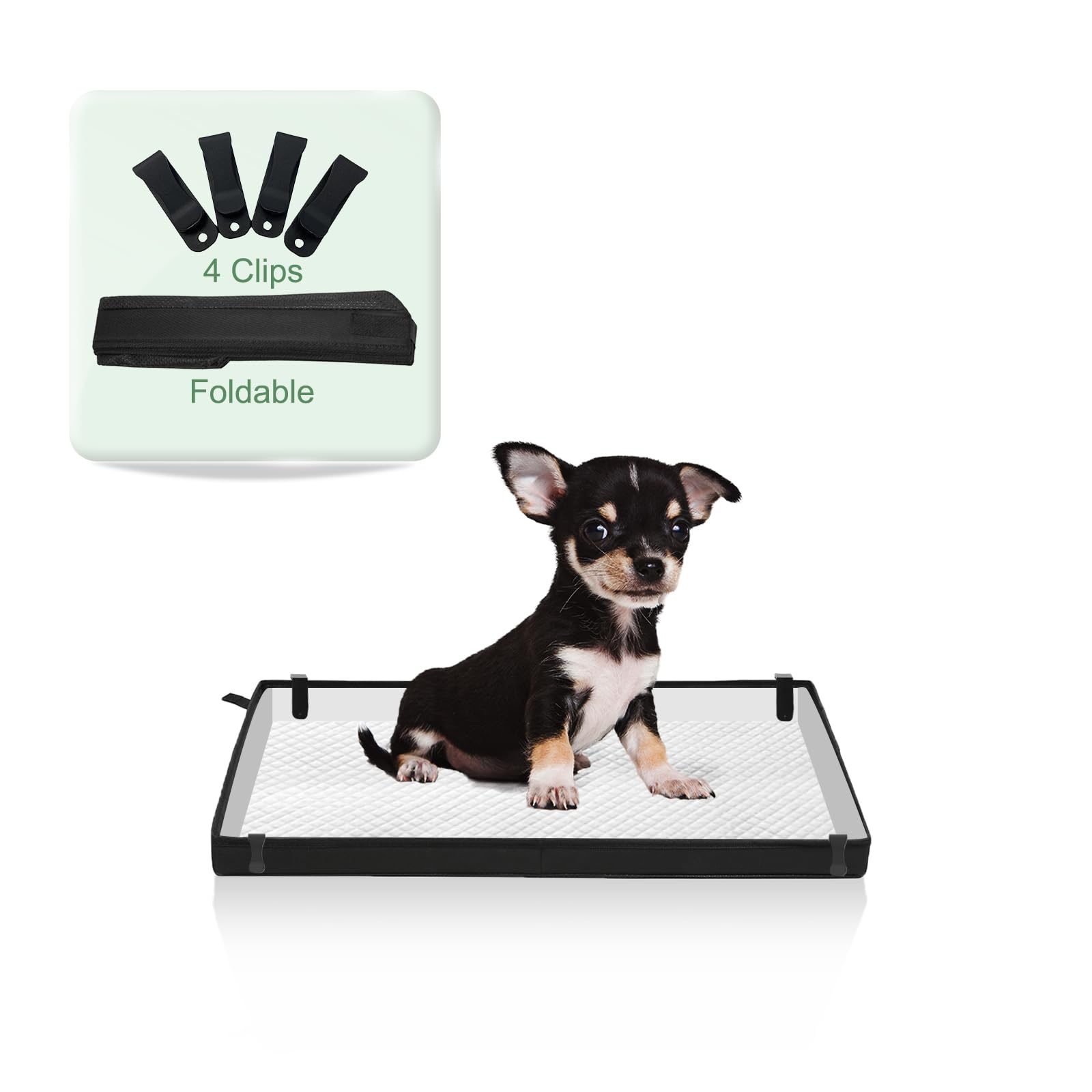 Hq4Us 4Legs Small Portable Dog Pee Pads Holder For Travel, Puppy Pad Holder Foldable Liner Base 23''X15'' Training Pad Holder With Fixing Clips, Dog Litter Box Waterproof, Easy Clean,Indoor Dog Potty
