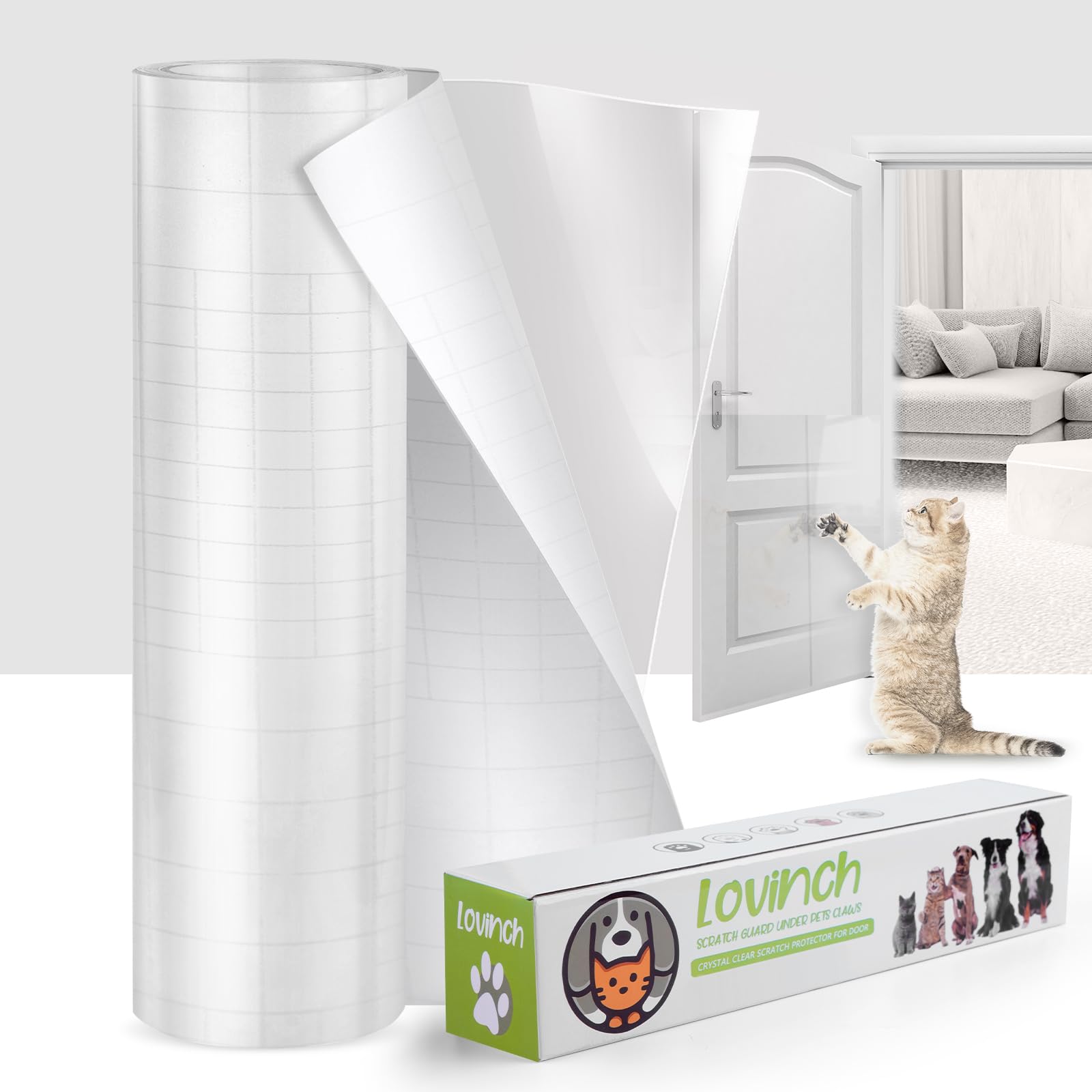 Lovinch [Thicken Vinyl] Anti Cat Scratch Furniture Protector, Single-Sided Sticky Couch Protector For Cats, Flexible Couch Corne