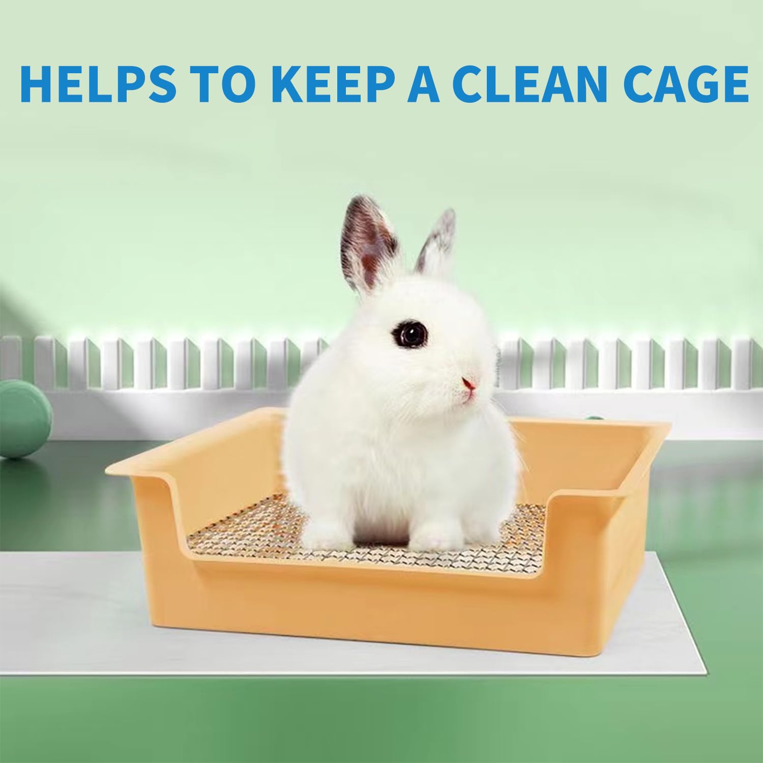 PODOO Rabbit Litter Box - Steel Mesh Training Pan, 15x11x4.7in, White, for Small Animals