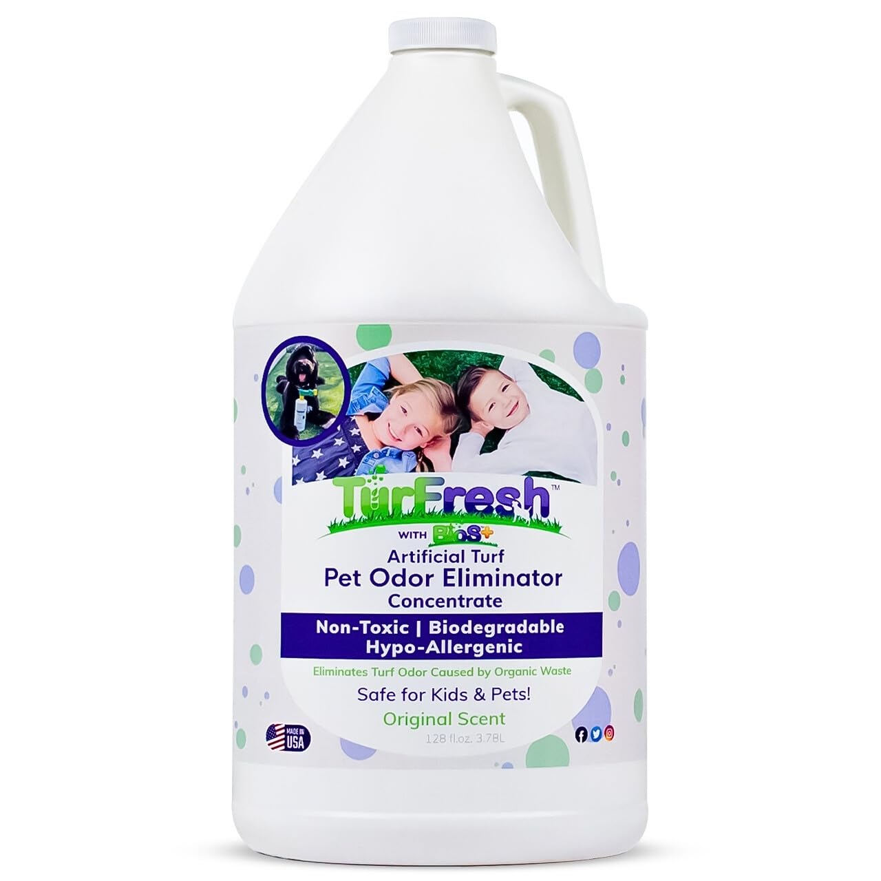 Turfresh Bios+ Artificial Turf Pet Odor Eliminator - Organic, Non-Toxic, Enzyme Concentrate - Safe For Use Around Kids, Pets, & 