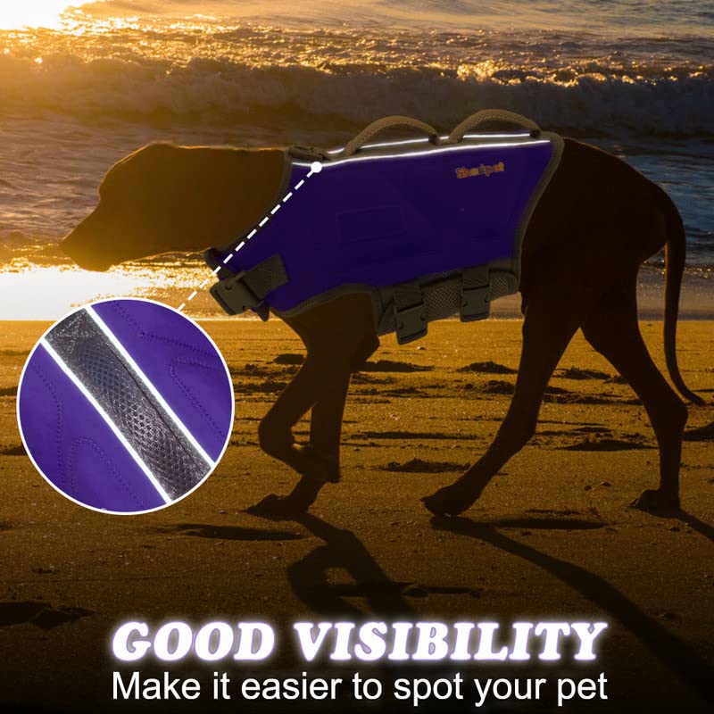 Sheripet Dog Life Jacket For X-Large Dogs, High Buoyancy Dog Life Vests For Boating Swimming With Fashion Fabric Patches, Pet Sw