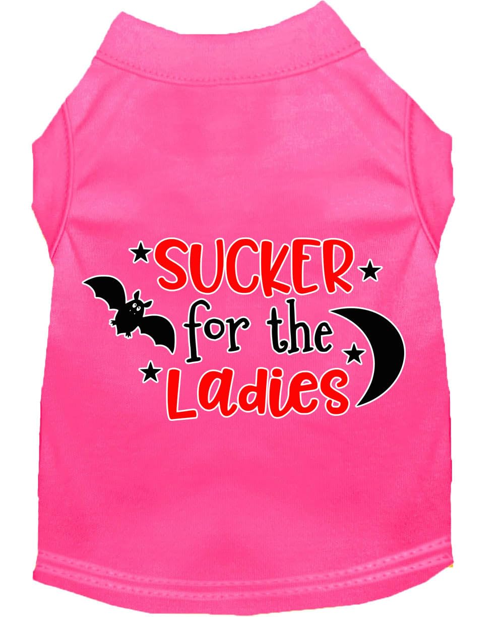 Pet Dog & Cat Shirt Screen Printed, "Sucker For The Ladies" Bright Pink SM (3-6 lbs.)