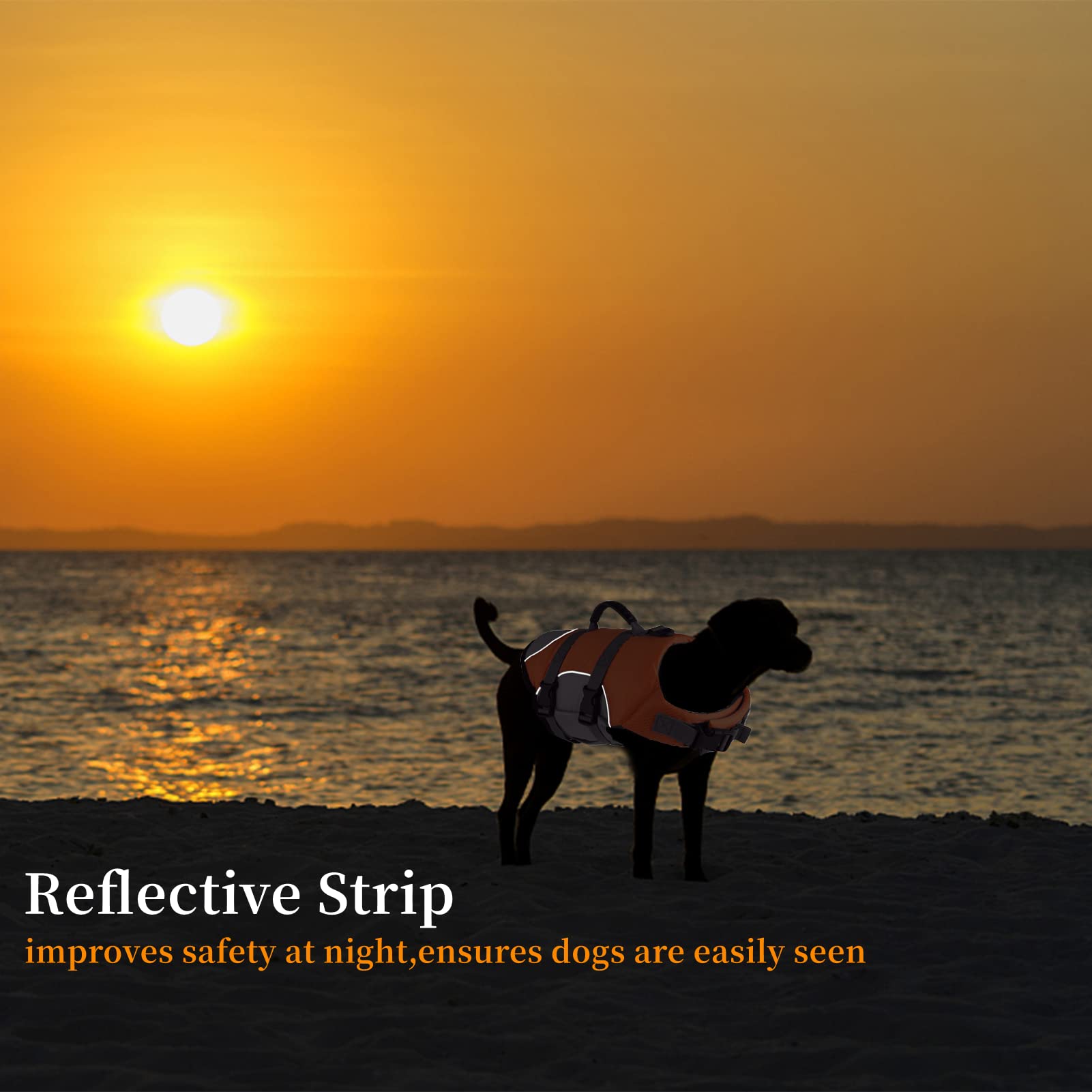 Mklhgty Dog Life Jacket, Reflective Adjustable Dog Vest With Rescue Handle For Swimming & Boating, Ripstop Pet Safety Life Prese