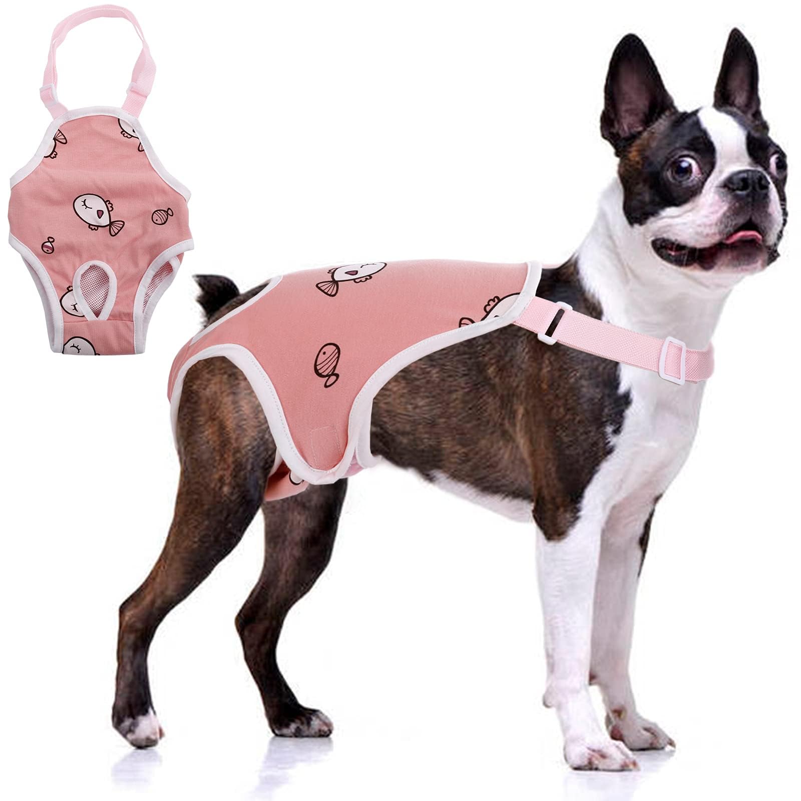 Qbleev Dog Diapers Female Washable Sanitary Pantie With Adjustable Suspender, Reusable Doggie Period Panties, Pet Underwear Diap