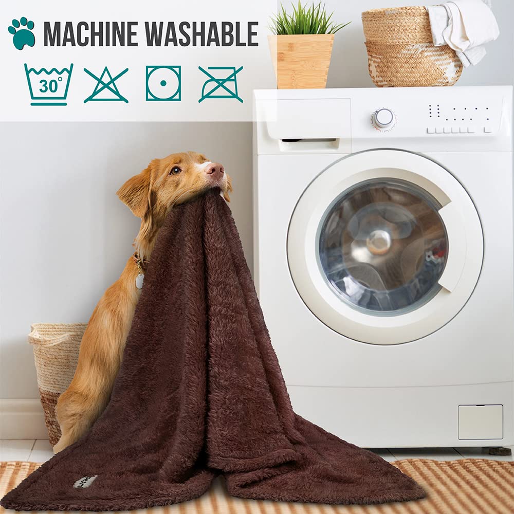 Petami Fluffy Dog Blanket For Small Medium Large Dogs, Sherpa Soft Warm Pet Fleece Throw For Indoor Cats, Fuzzy Plush Shaggy Blanket Furniture Protector Sofa Couch Bed, Brown 24X32