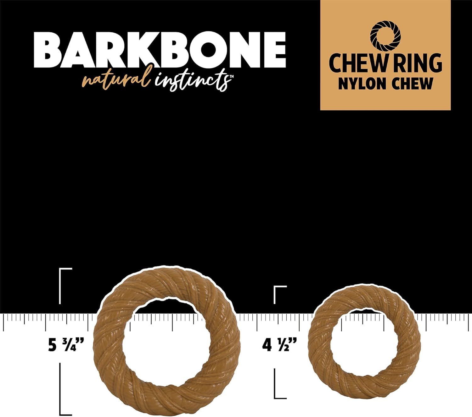 Pet Qwerks Barkbone Chew Ring Dog Toy - Chamomile Vanilla, 5.75" Nylon, Brown, Model 35045