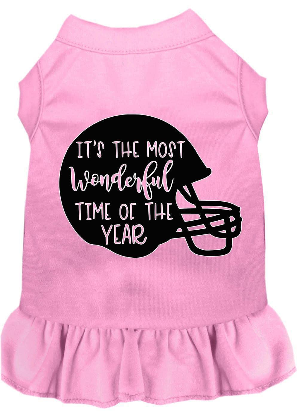 Pet Dog & Cat Dress Screen Printed, "Most Wonderful Time of the Year (Football)" Baby Blue LG (10-14 lbs.)