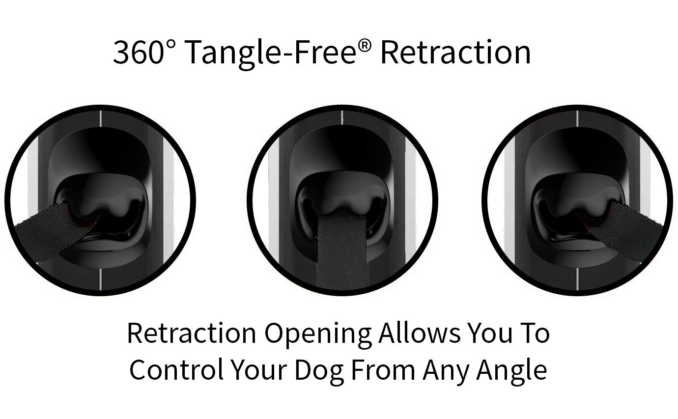 Tug 360 Tangle-Free Retractable Dog Leash With Anti-Slip Handle | 16 Ft Strong Nylon Tape | One-Handed Brake, Pause, Lock (Small