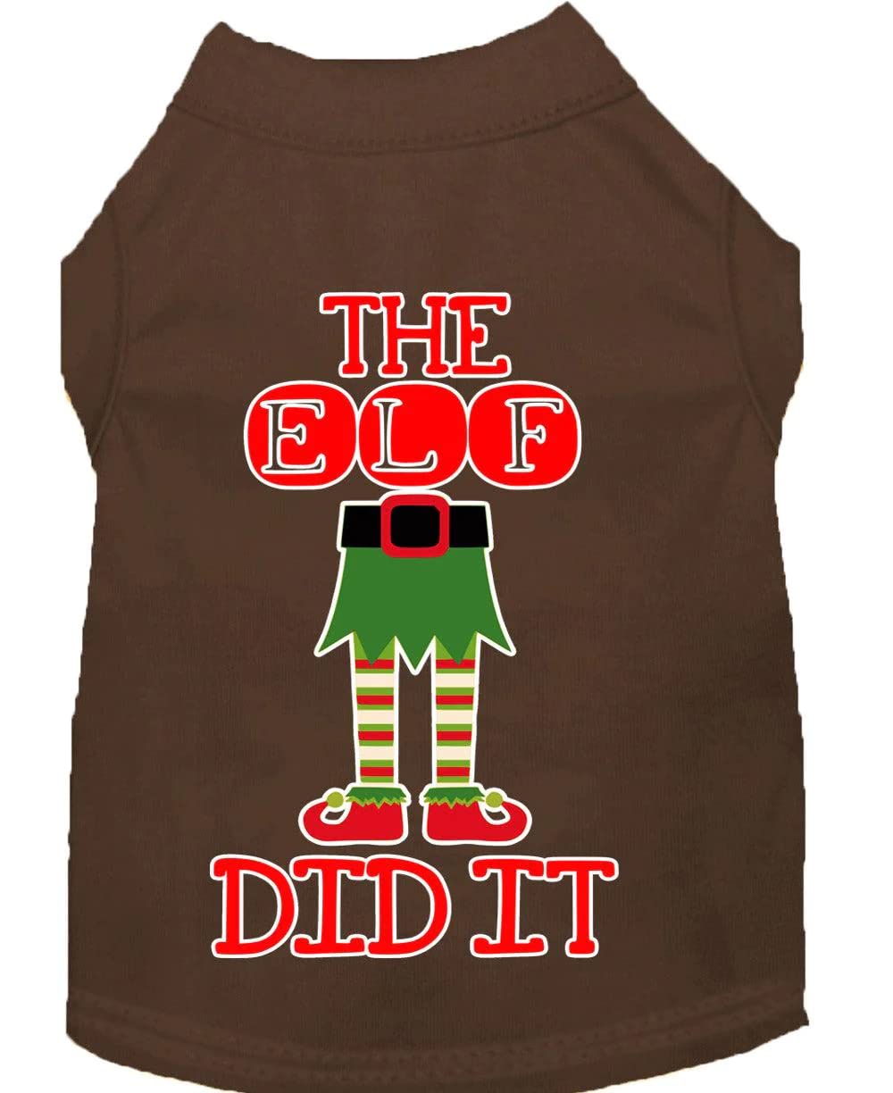 Christmas Pet Dog & Cat Shirt Screen Printed, "The Elf Did It" Light Pink SM (3-6 lbs.)