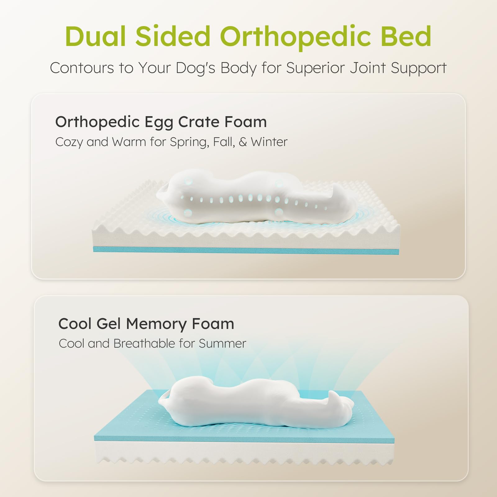 CWAWZ Jumbo Orthopedic Dog Bed - Cooling Gel Memory Foam, Waterproof Cover, Light Grey, 45" Sofa Couch, Includes Blanket & Toy