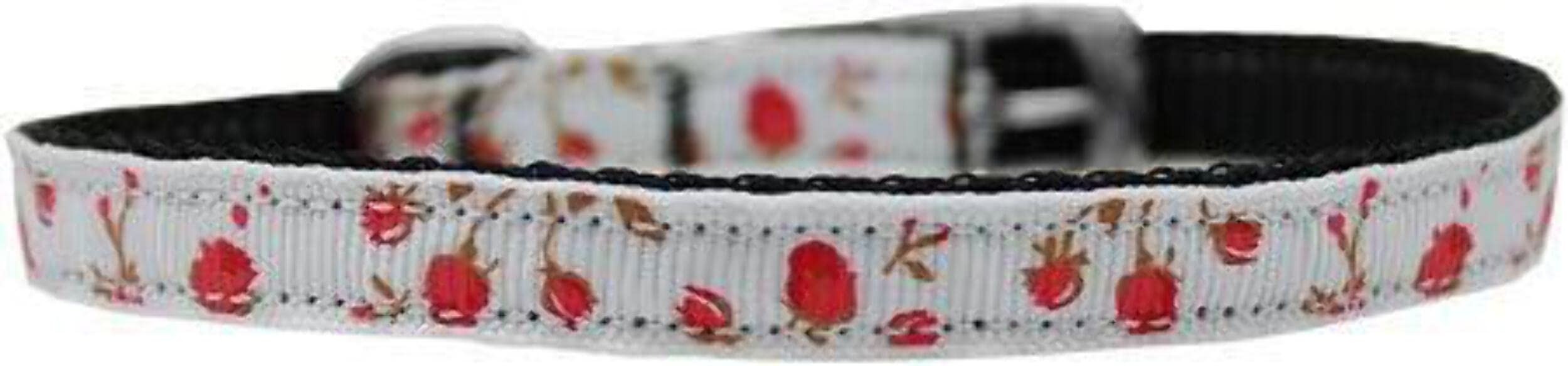 Mirage Pet Products Roses 3/8" Nylon Dog Collar with Classic Buckle, Size 8, Purple