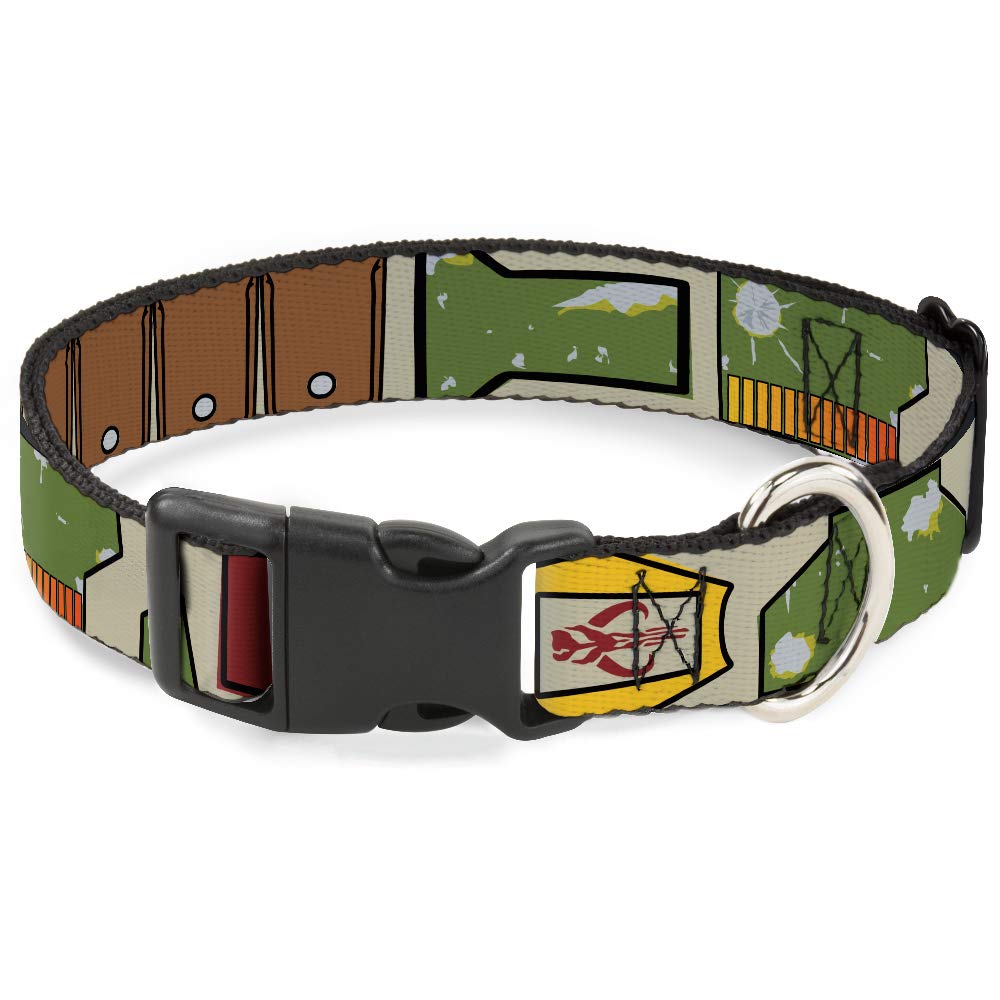 Star Wars Pet Collar, Dog Collar Plastic Buckle, Star Wars Boba Fett Utility Belt Bounding Tan, 7 To 8.5 Inches 0.5 Inch Wide