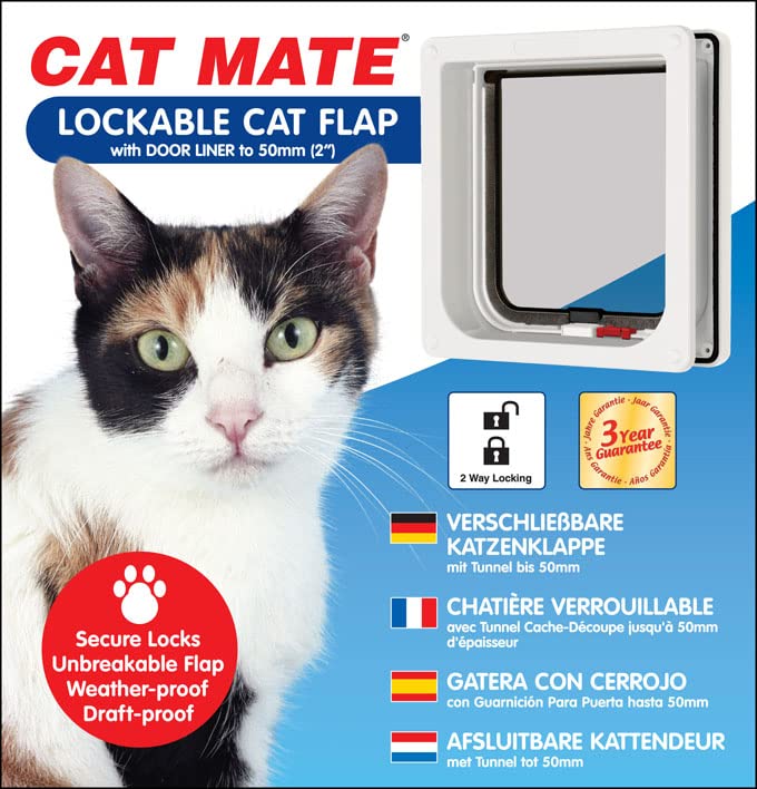 Cat Mate Lockable Cat Flap with Door Liner, White