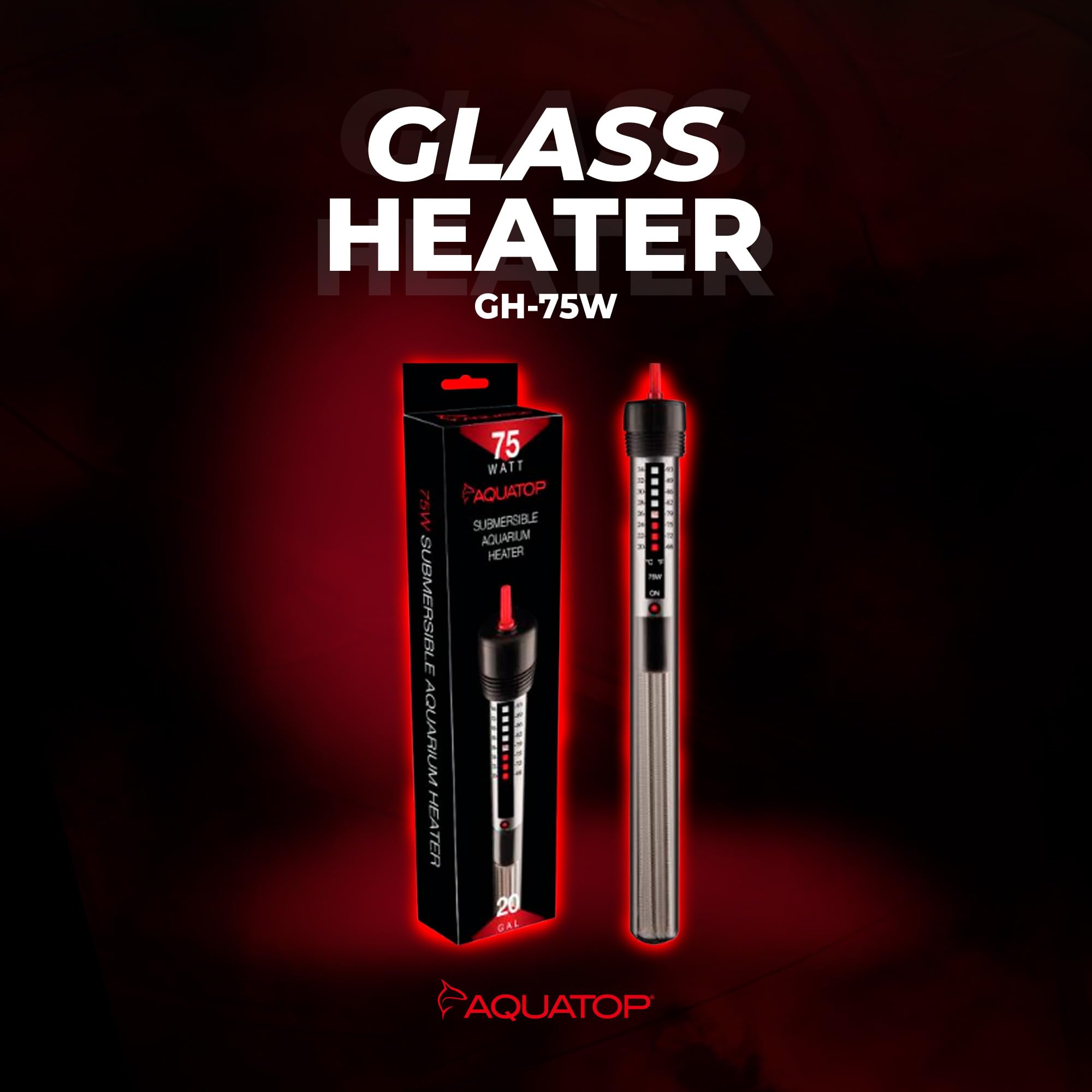 Aquatop Aquatic Supplies Submersible Glass Aquarium Heater 75 Watt