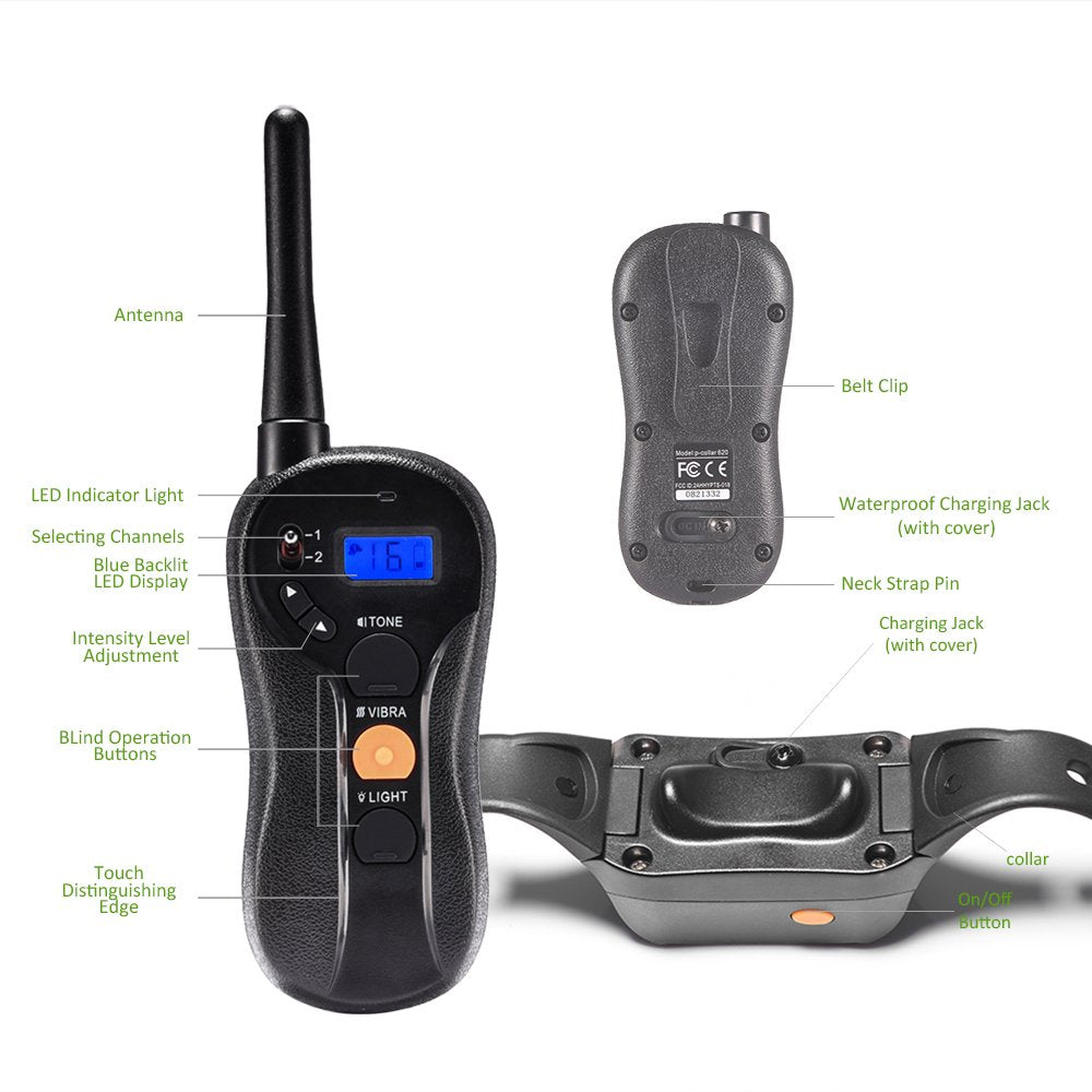Vibration Collar For Dogs No Shock, Dog Training Collar With 1980Ft Remote Ipx7 Waterproof Rechargeable Blind Operation For Small Medium Dogs Deaf Dogs(22 To 88Lbs)