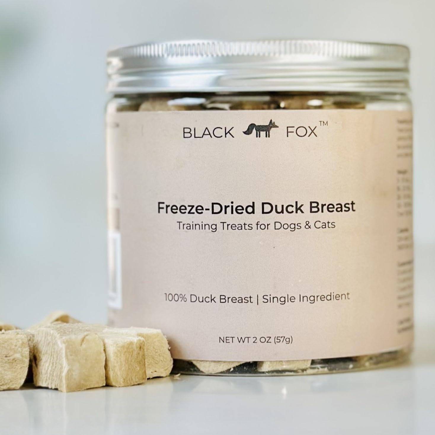BLACK FOX Freeze-Dried Duck Breast Dog Treats | Cat Treats | 2oz Single Ingredient, Raw, Healthy, All Natural, Human Grade, Recy