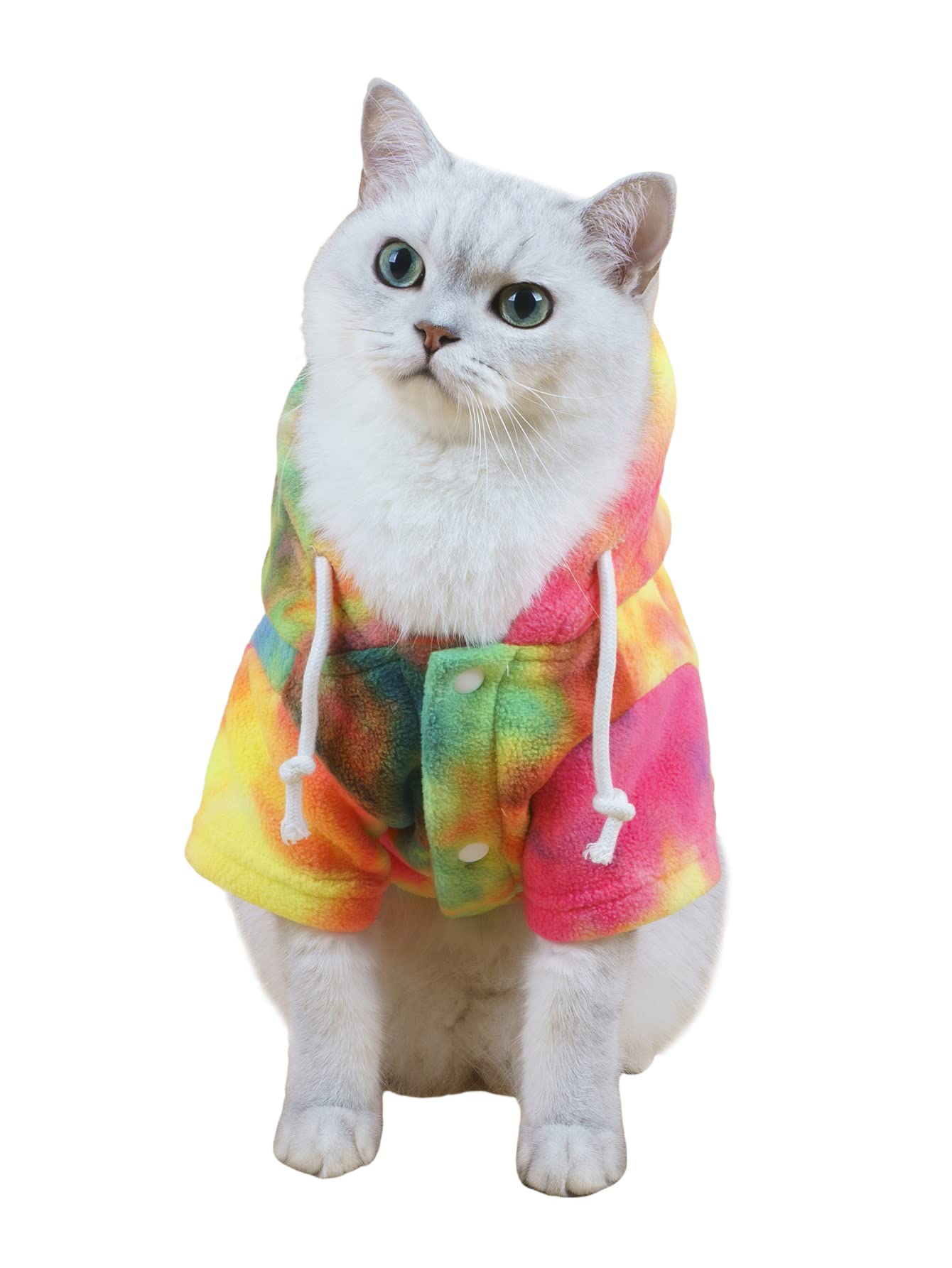 Qweee Dog Coat & Hoodie - Tie Dye Warm Winter Sweatshirt For Cat & Puppy - Small To Medium Dogs - Multicolor