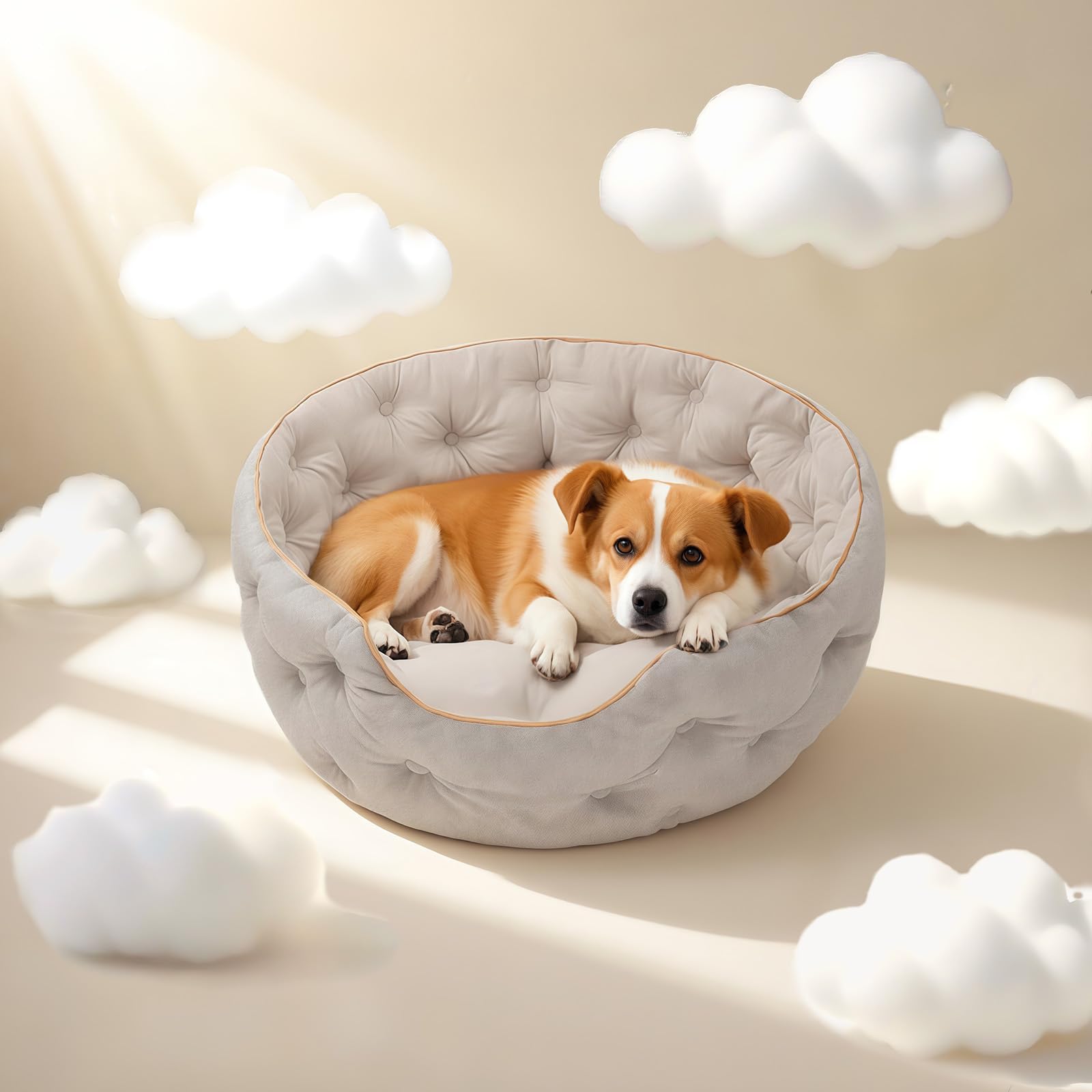 MOYMO Cute Cat Beds Kitten Beds,Small Dog Beds, Washable Pet Beds for Puppy and Kitty, 20 Inch