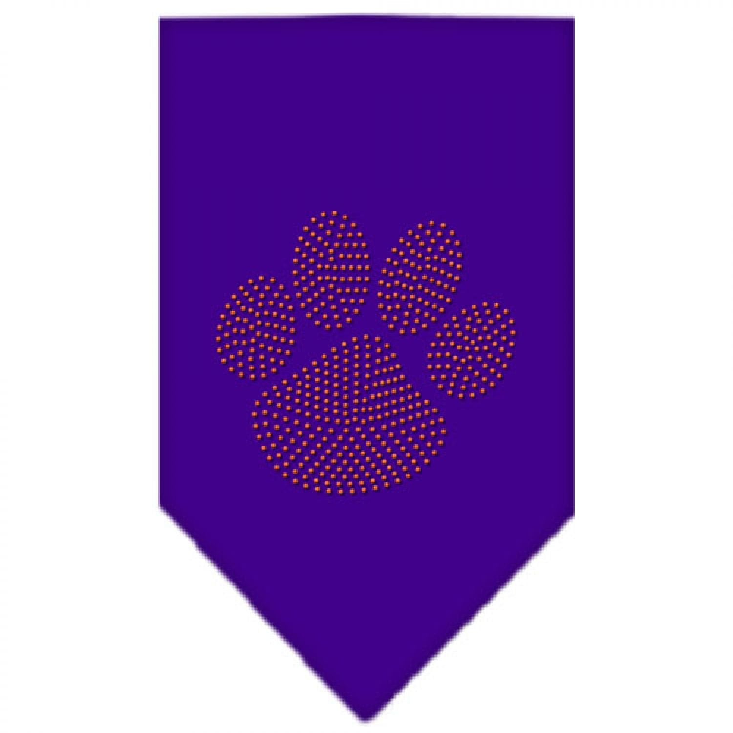 Pet and Dog Bandana Rhinestone, Paw Orange Purple Large