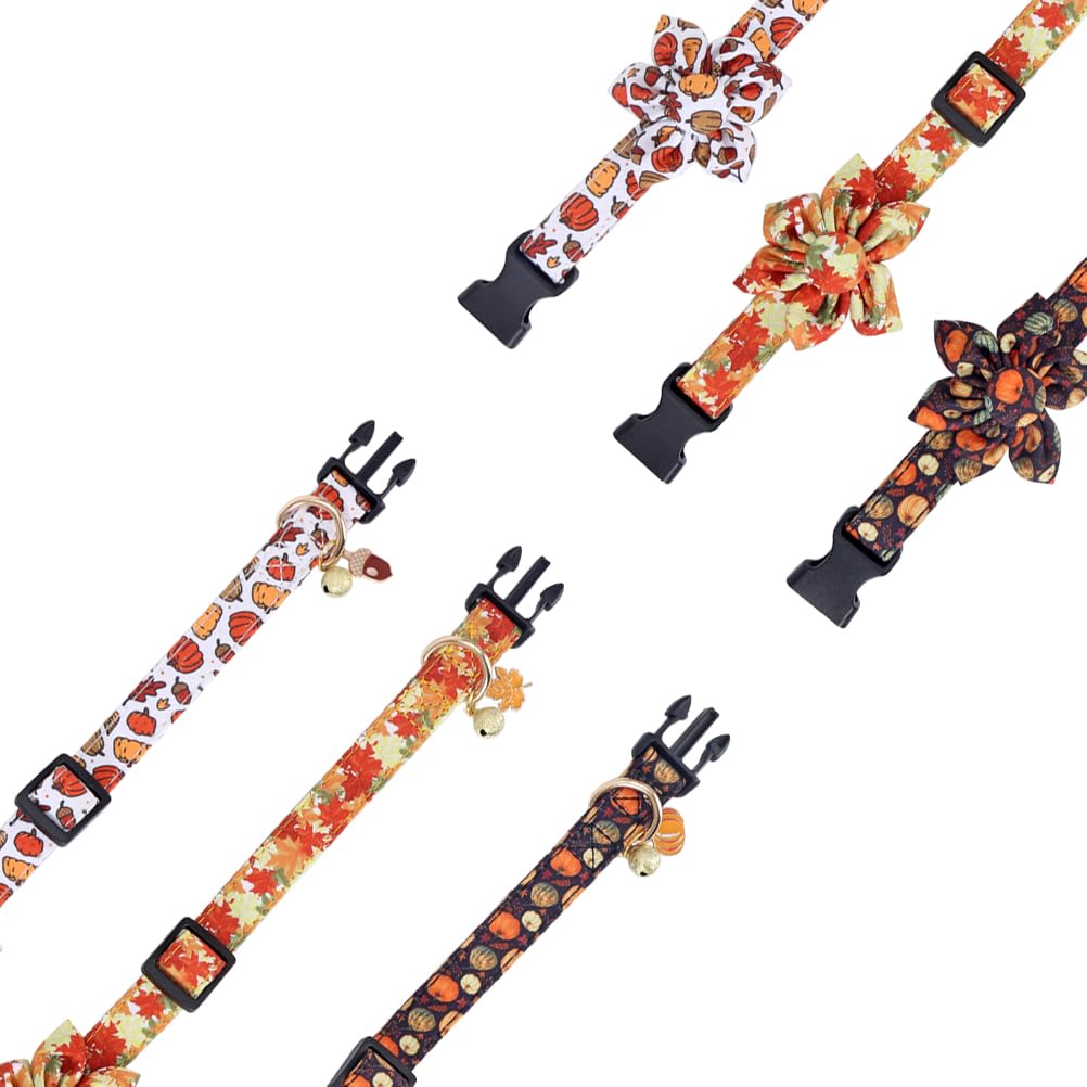 Thanksgiving Day Dog Collar Fall With Sunflower And Bell Autumn Holiday Adjustable Pet Collars For Dogs (Acorn,Large)