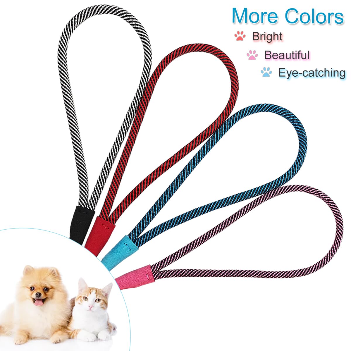 Boswany Small Dog Leash 7Ft, Lightweight Nylon Rope Leash For Puppy Pets, Cats, Small Animals Medium Dogs Walking, Red