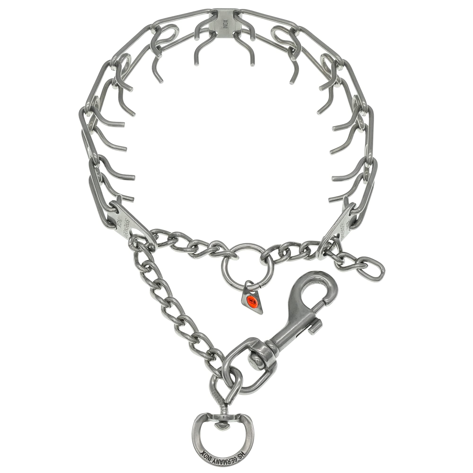 Herm Sprenger Stainless Steel Ultra-Plus Prong Dog Training Collar With Quick Release Snap Hook And Swivel D-Ring For Medium Lar