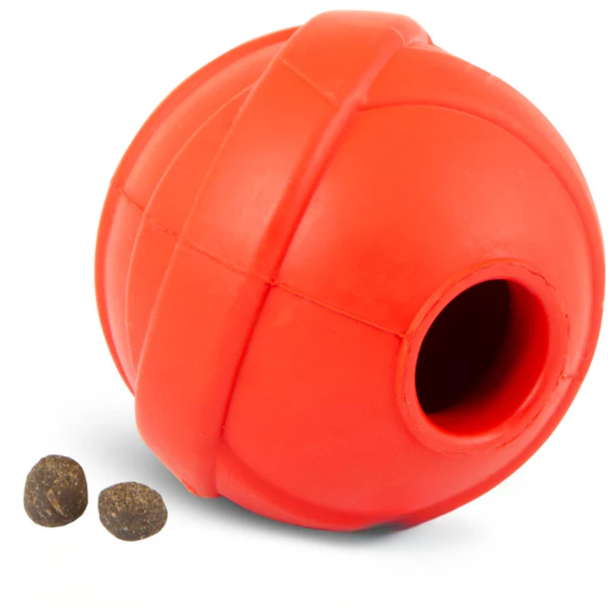 Jeffers Pet Natural Rubber Dog Chew Toy - Red Orbits Ball, Medium - Treat Dispensing, Vanilla Scent, Durable, Non-Toxic, Dishwas