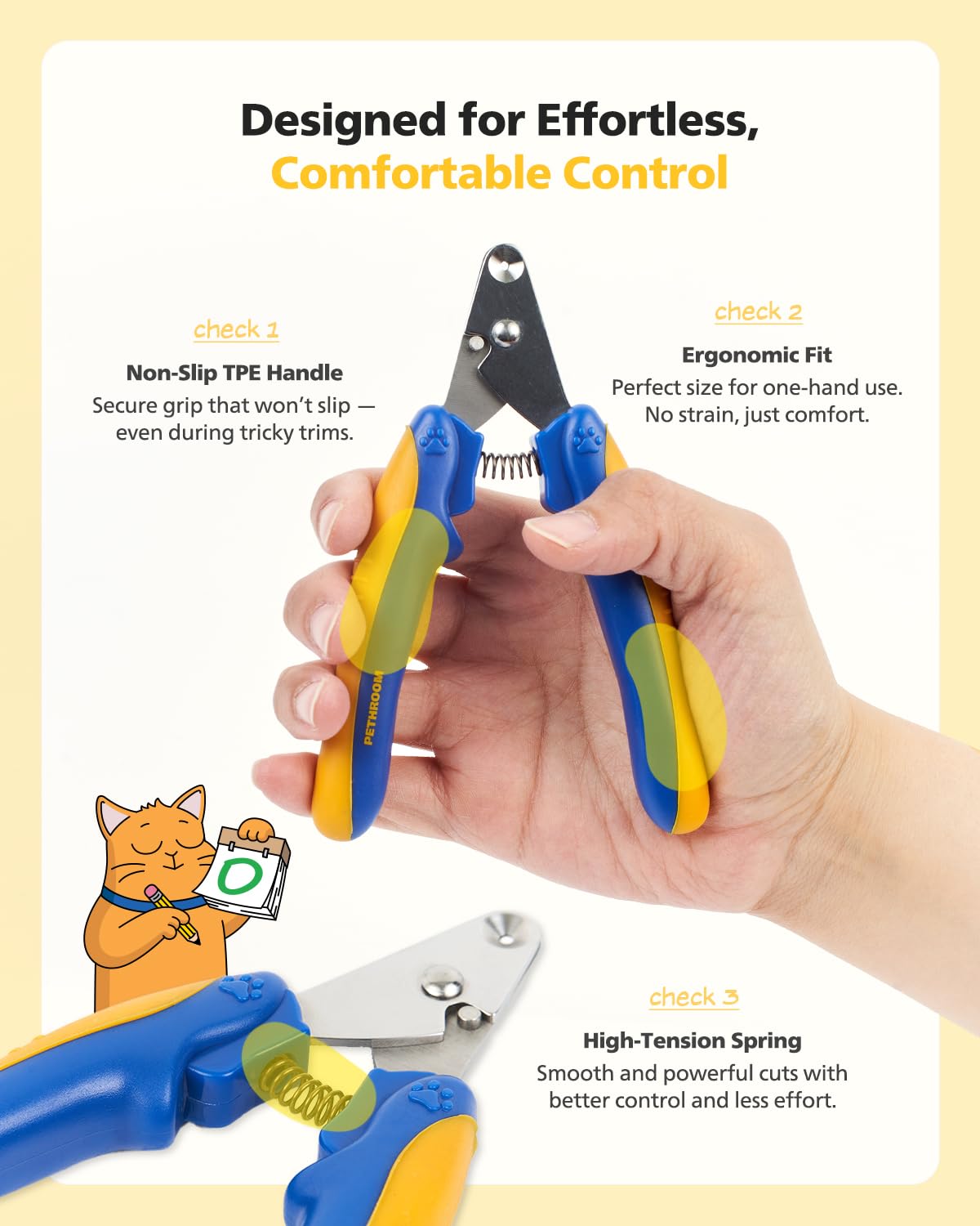 [PETHROOM] Cat Nail Clipper Trimmer for Indoor Cats with Circular Cut Hole (2mm) | Premium Sturdy Stainless Steel Blade Cat Claw