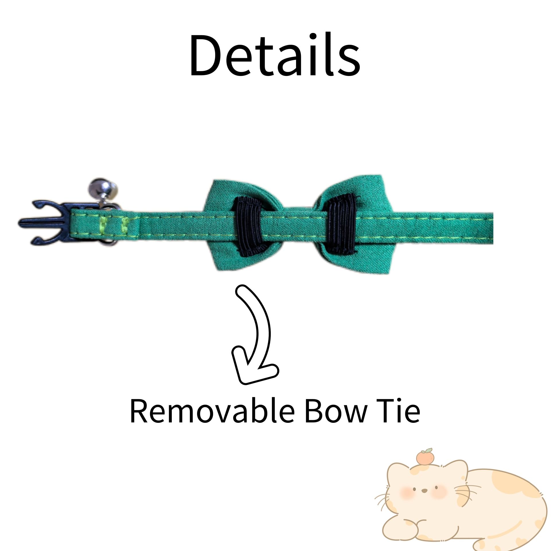 Pack Of 2 Bow Tie Cat Collar Breakaway With Bell Safety, Removable Bowtie, Adjustable Kitten Collars For Girl Boy Kitty Small Pe