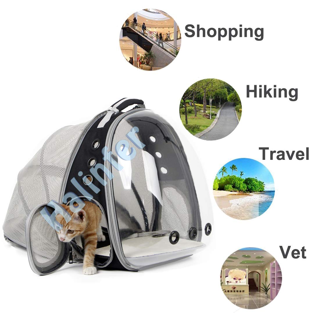 Dual Expandable Polarized Cat Backpack Carrier, Fit Up To 20 Lbs, Expandable Front & Back Space Capsule Polarized Bubble Pet Carrier For Large Cat And Small Dog, Pet Carrying Hiking Traveling Backpack