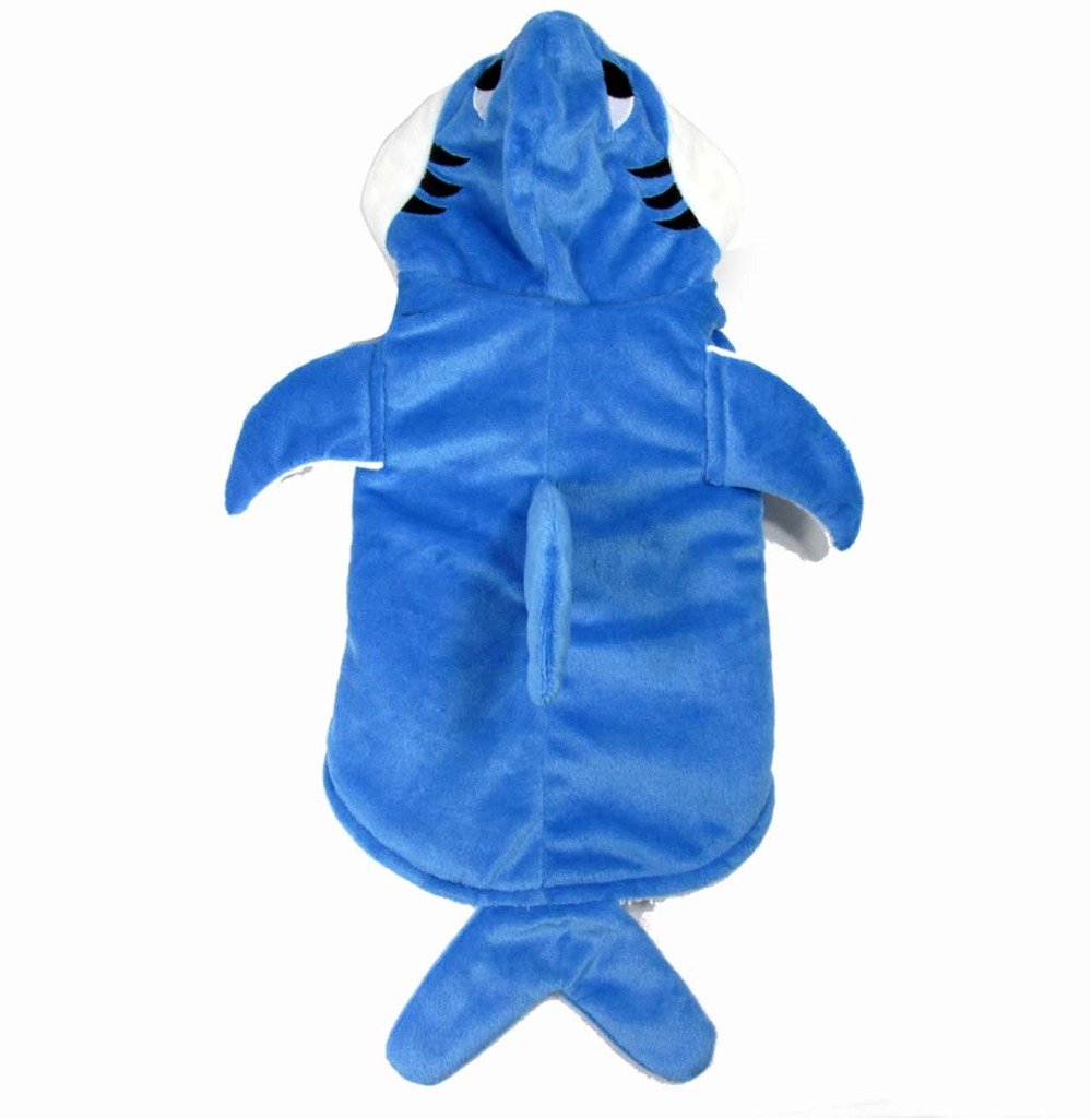 Mogoko Funny Dog Cat Shark Costumes, Pet Halloween Christmas Cosplay Dress, Adorable Blue Shark Pet Costume,Animal Fleece Hoodie Warm Outfits Clothes (Xl Size)