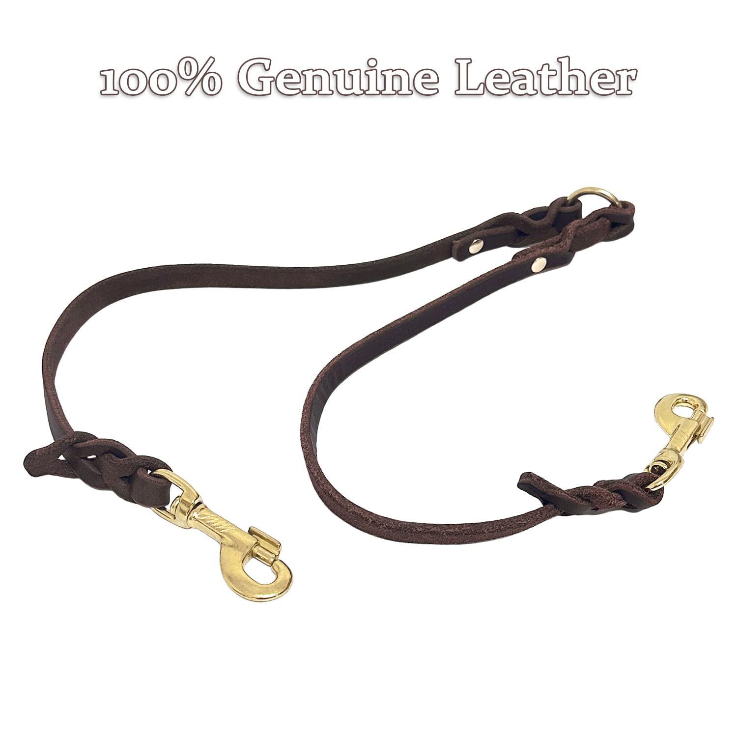 Lwbmg Genuine Leather Braided Coupler For Dog Leash,Leather Dog Leash For Walking Two Dogs, Multipurpose, Can Be Used As Safety