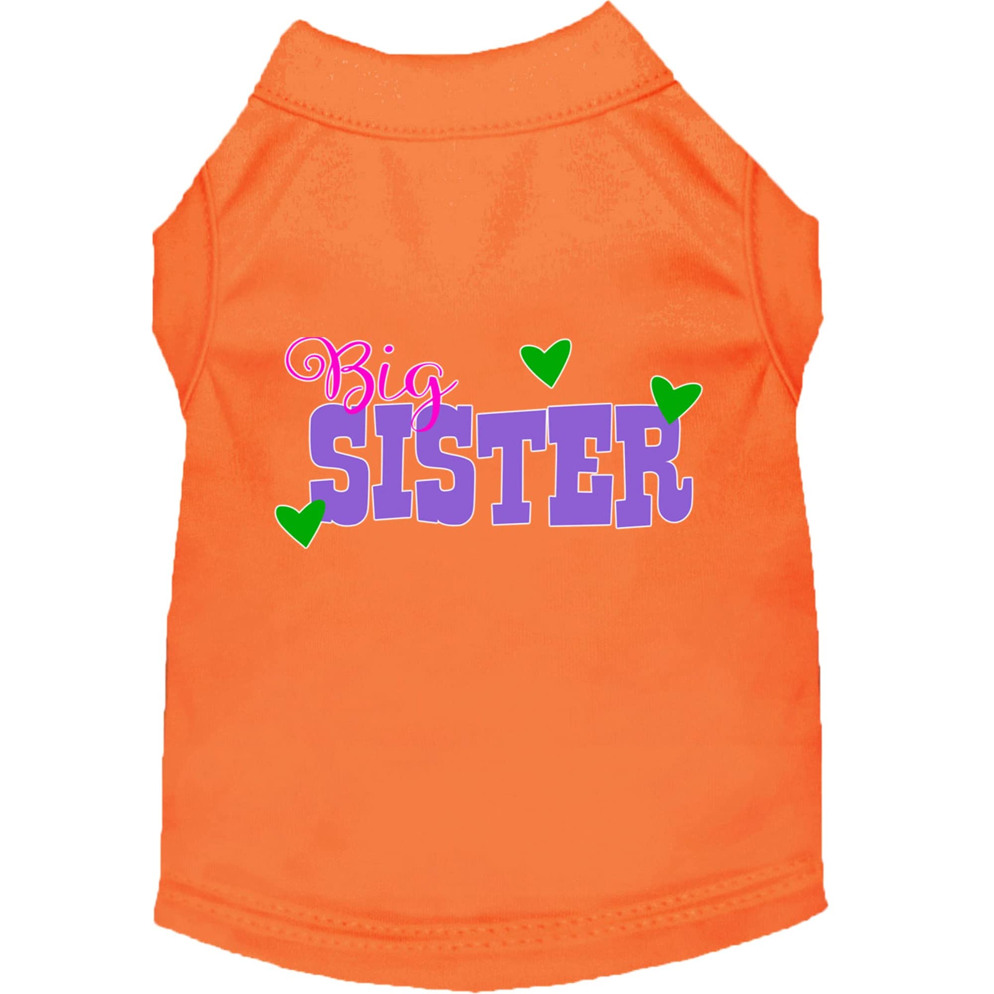 Pet Dog & Cat Shirt Screen Printed, "Big Sister" Orange XL (14-20 lbs.)
