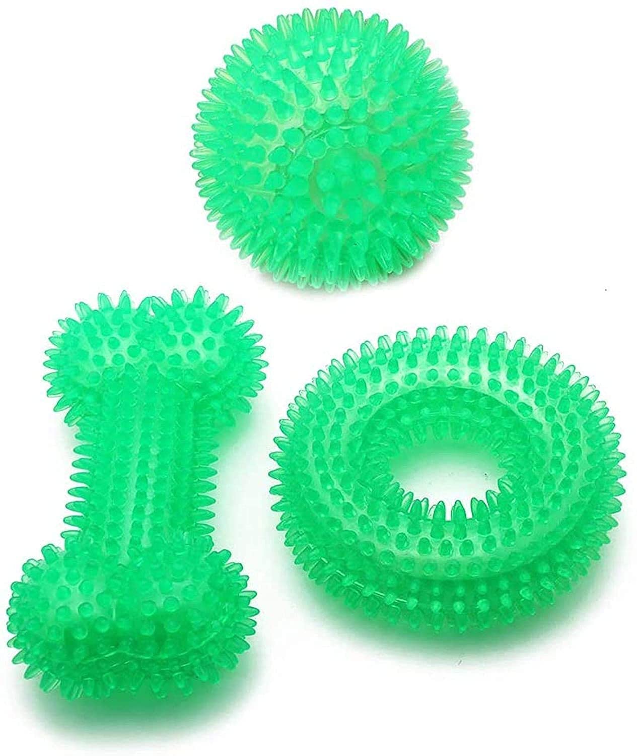 Rvpaws Durable Squeaky Chew Ring, Bone & Ball ToyNonToxic Soft Natural Tpr Rubber Toy For Puppy || Cleans Teeth And Promotes G