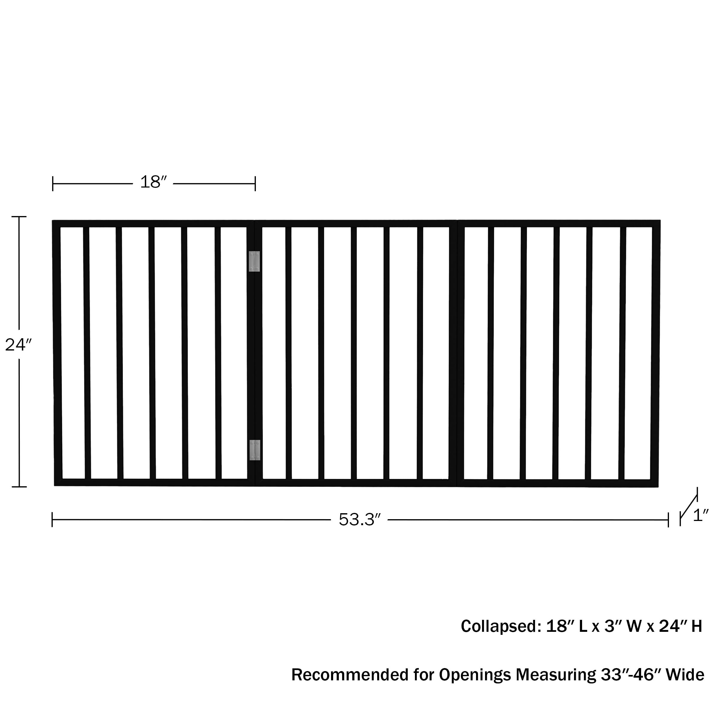 Indoor Pet Gate - 3-Panel Folding Dog Gate For Stairs Or Doorways - 54X24-Inch Freestanding Pet Fence For Cats And Dogs By Petmaker (Black)