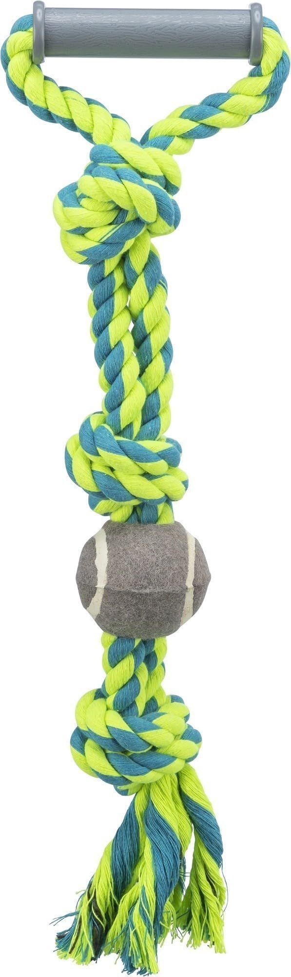 TRIXIE Rope Toy with Tennis Ball for Dogs | Durable Cotton Rope Chew & Fetch Toy | Promotes Dental Health, Reduces Boredom & Str