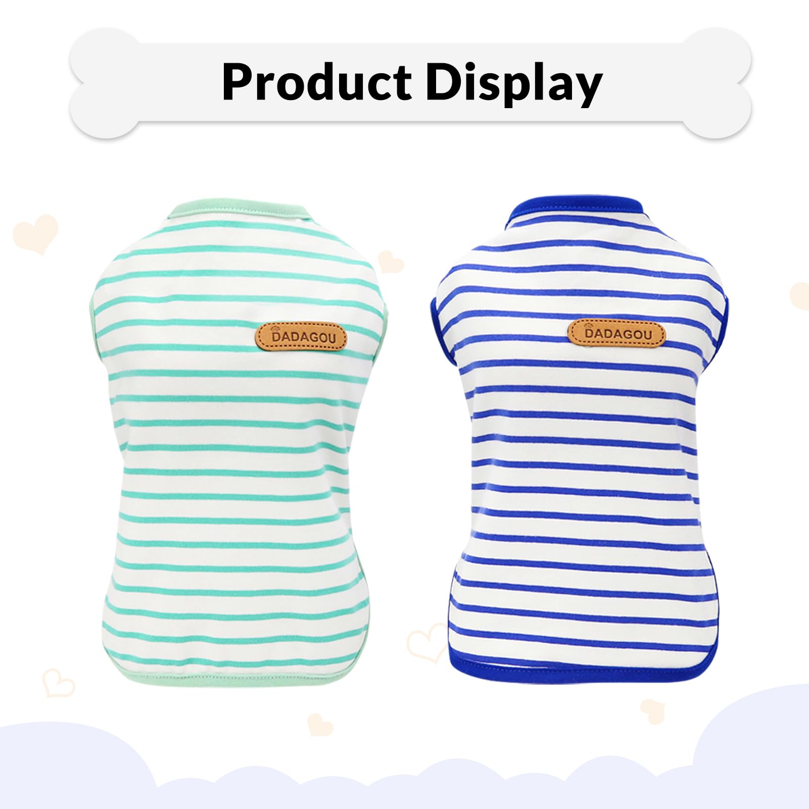 Preferhouse Dog T-Shirts For Extra Large Dogs 2 Pack, Xl Dog Sleeveless Striped Vests Dog Pullover T-Shirts Lightweight Puppy Ki