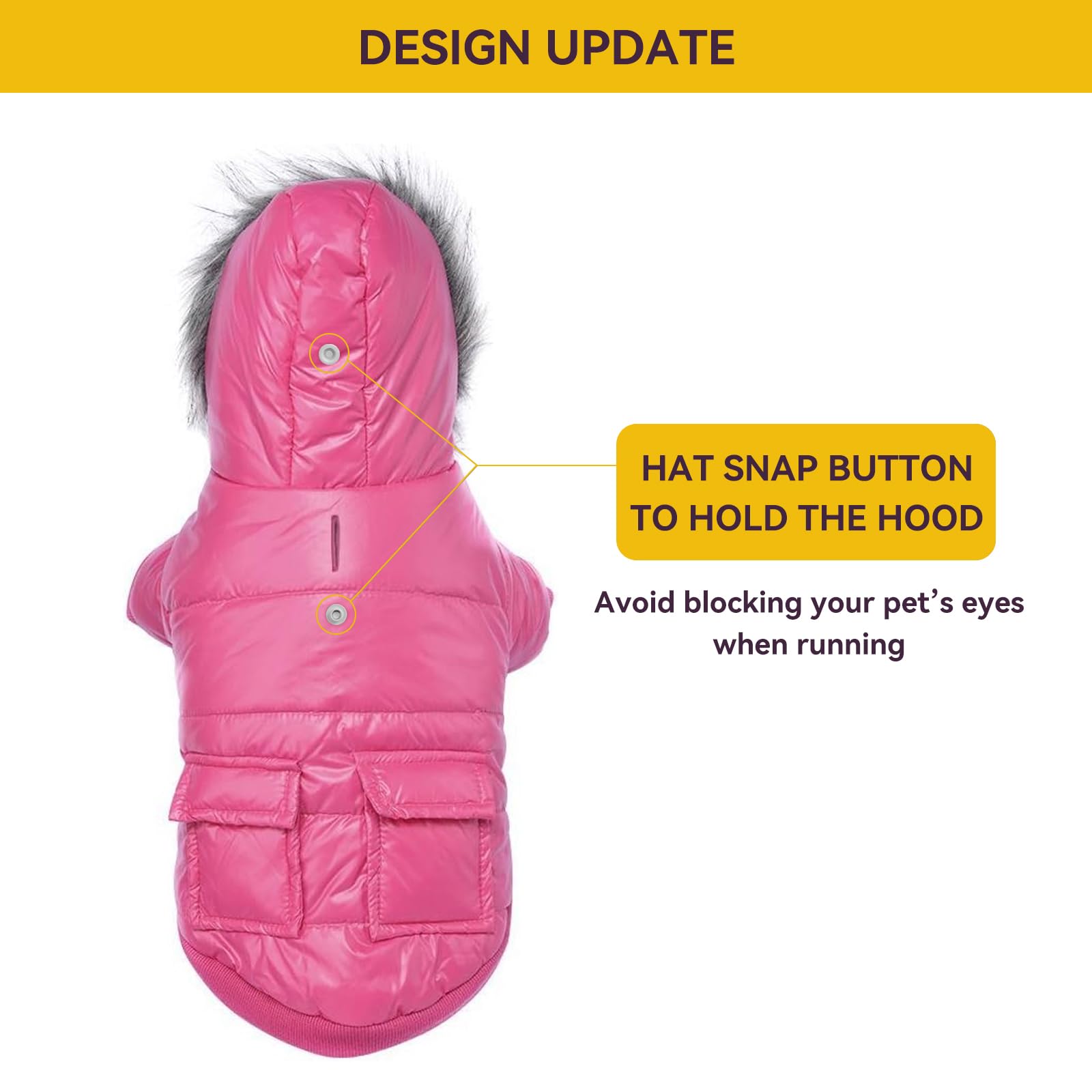 LESYPET Warm Dog Coat Small Dogs Waterproof Dog Jacket Extra Warm Doggie Winter Coat Windproof Puffer Jacket, Pink S