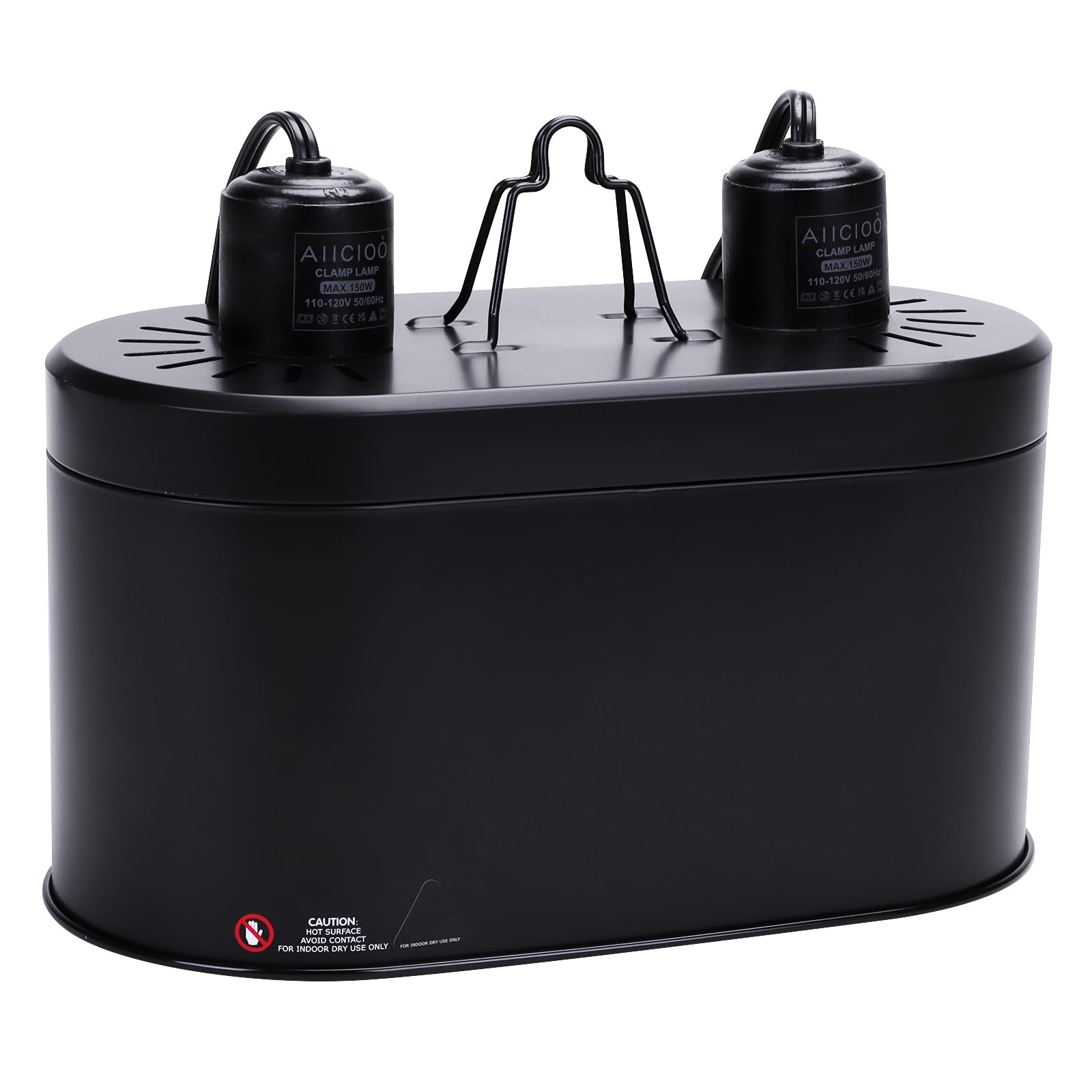 Aiicioo Dual Reptile Light Fixture 150W Double Dome Uvb Lamp Fixture Reptile Combo Deep Dome Lamp Fixture With Independent Switc
