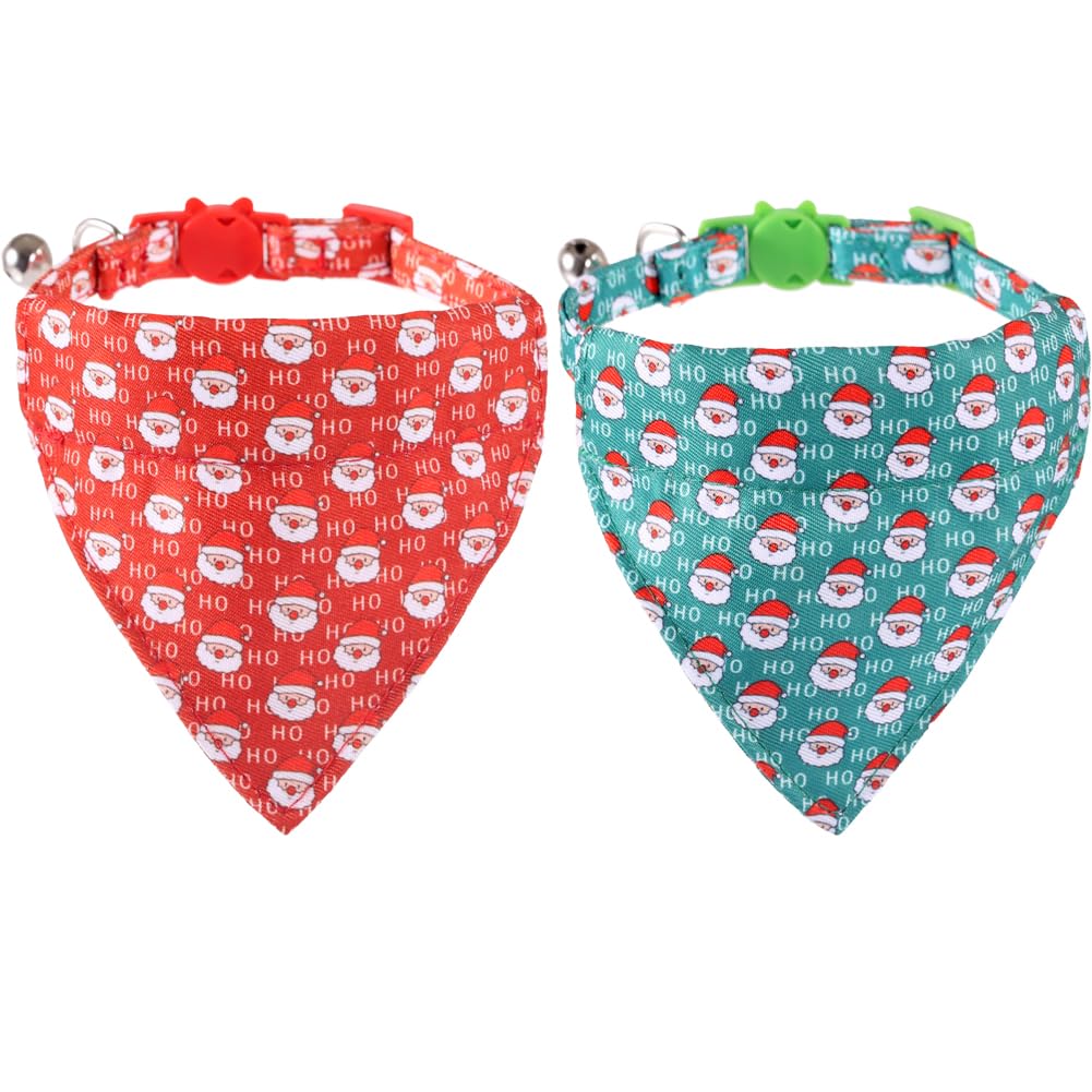 Lamphyface Christmas Cat Collar Breakaway With Cute Bandana And Bell Accessories Holiday For Kitty Adjustable Safety