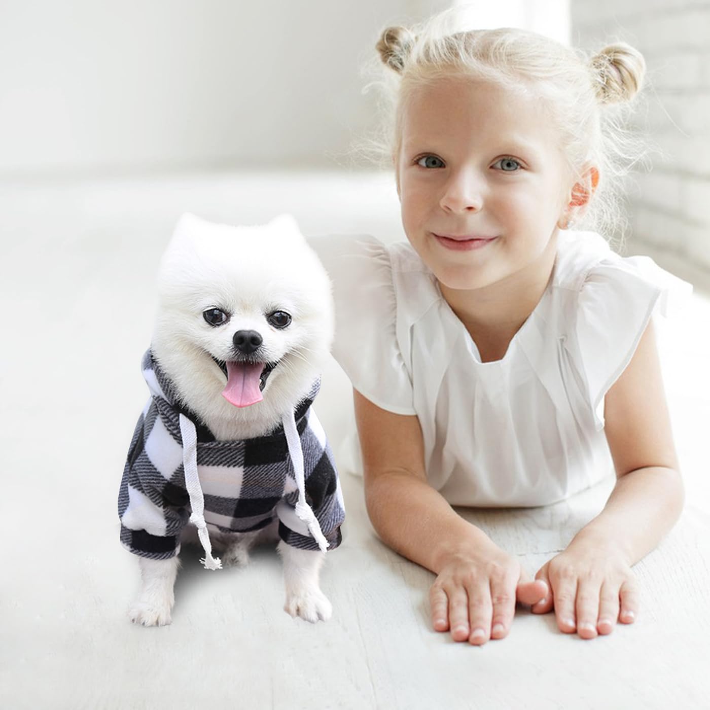 Mrcopetal Plaid Dog Clothes Soft Brushed Fleece Hoodies With Zipper Pocket - Winter Coat Cotton Pet Hoodie For Small To 5Xl Dogs