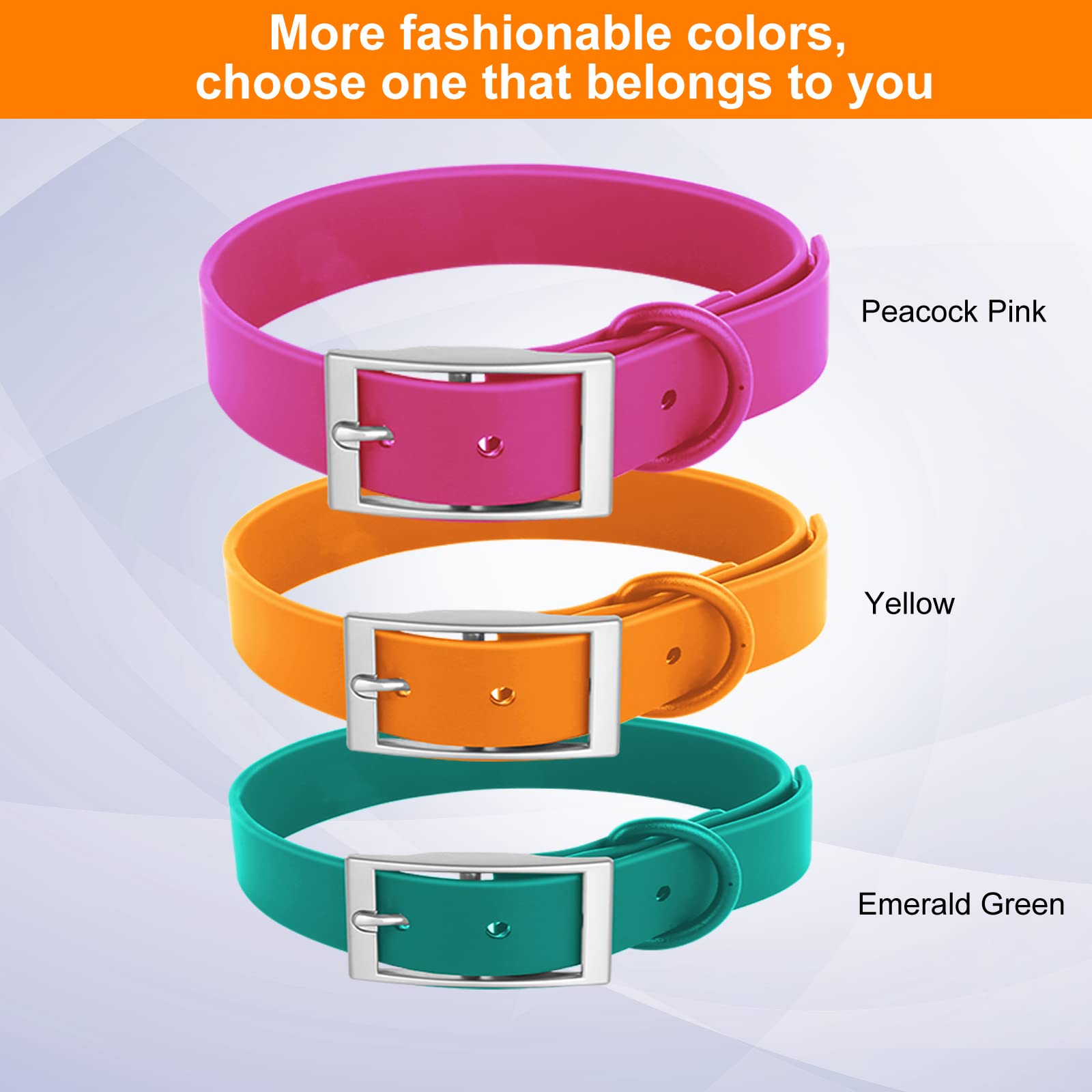 Wisedog Waterproof Dog Collar: Multiple Adjust 8.5” To 32.6”, Soft Rubber Coated Webbing, Easy To Clean, For Small Medium Large Dogs (S(Length:8.5'-12.5'; Width:0.8'), Yellow)