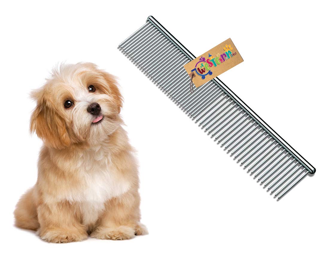 Western Era 25Cm Rounded Teeth Stainless Steel Pet Hair Remover Deshedding Brush For Dog And Cat With Long And Short Fur