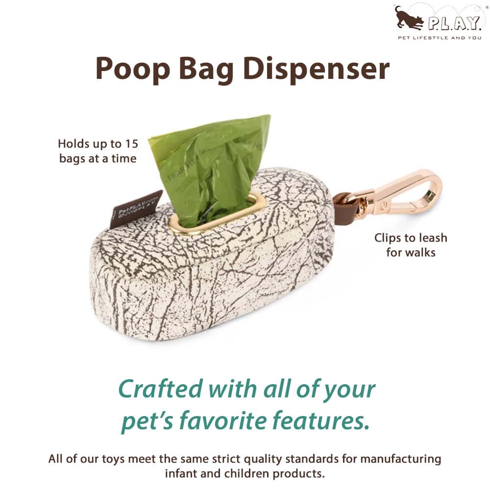 P.L.A.Y. Proper Pup Poop Bag Dispenser - Houndstooth Black/Gray - Dog & Pet Waste Management Holder, 15ct Bag Roll, Clip Attachm